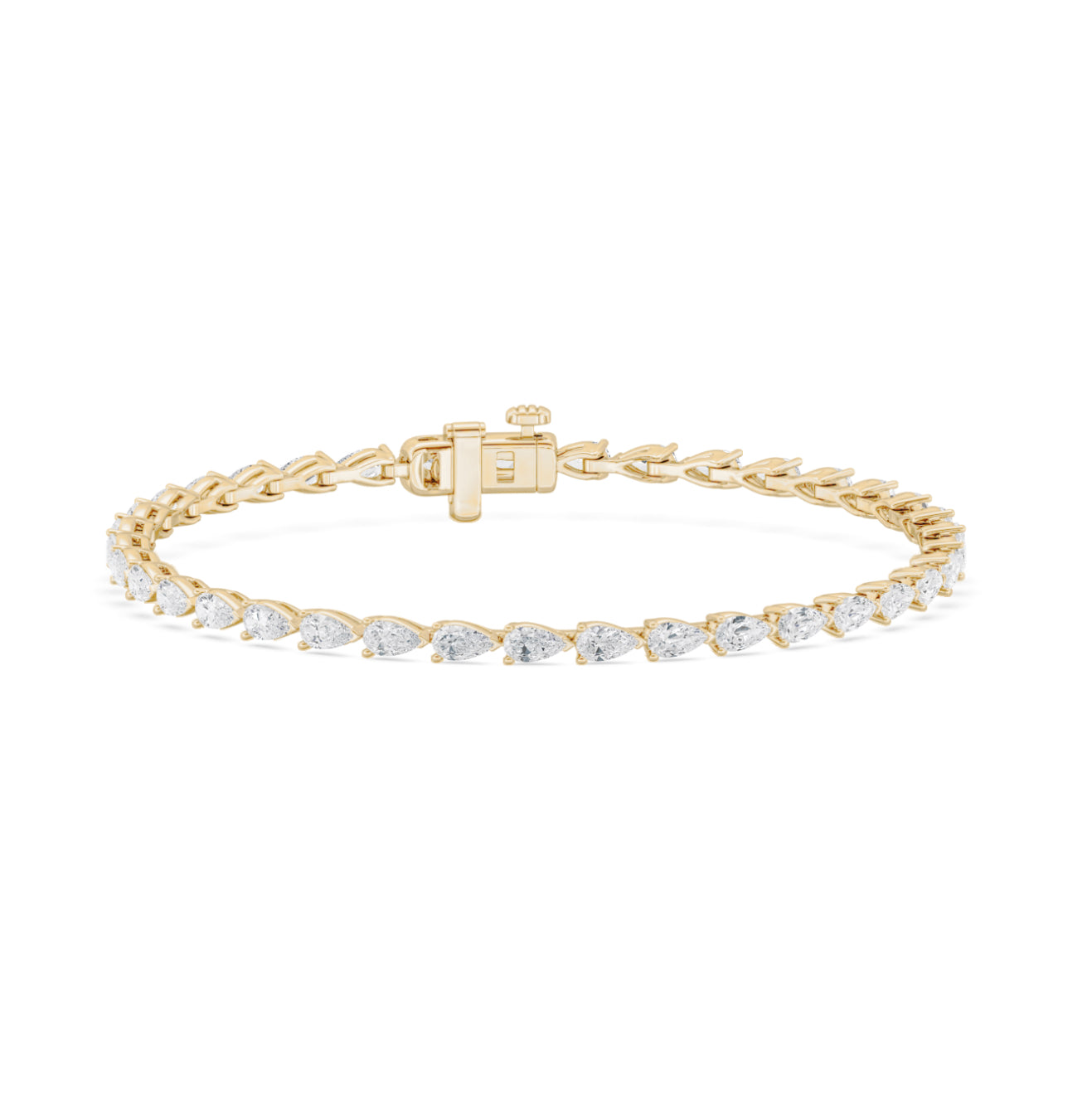 14K GOLD - LAB DIAMOND PEAR BRACELET.