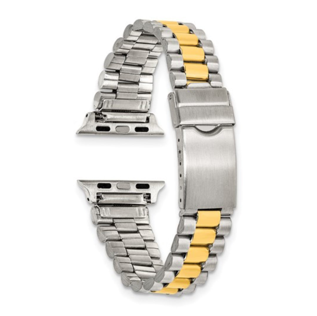 TWO-TONE STAINLESS STEEL - GILDEN APPLE SMART WATCH PRESIDENTIAL BAND 7.4”