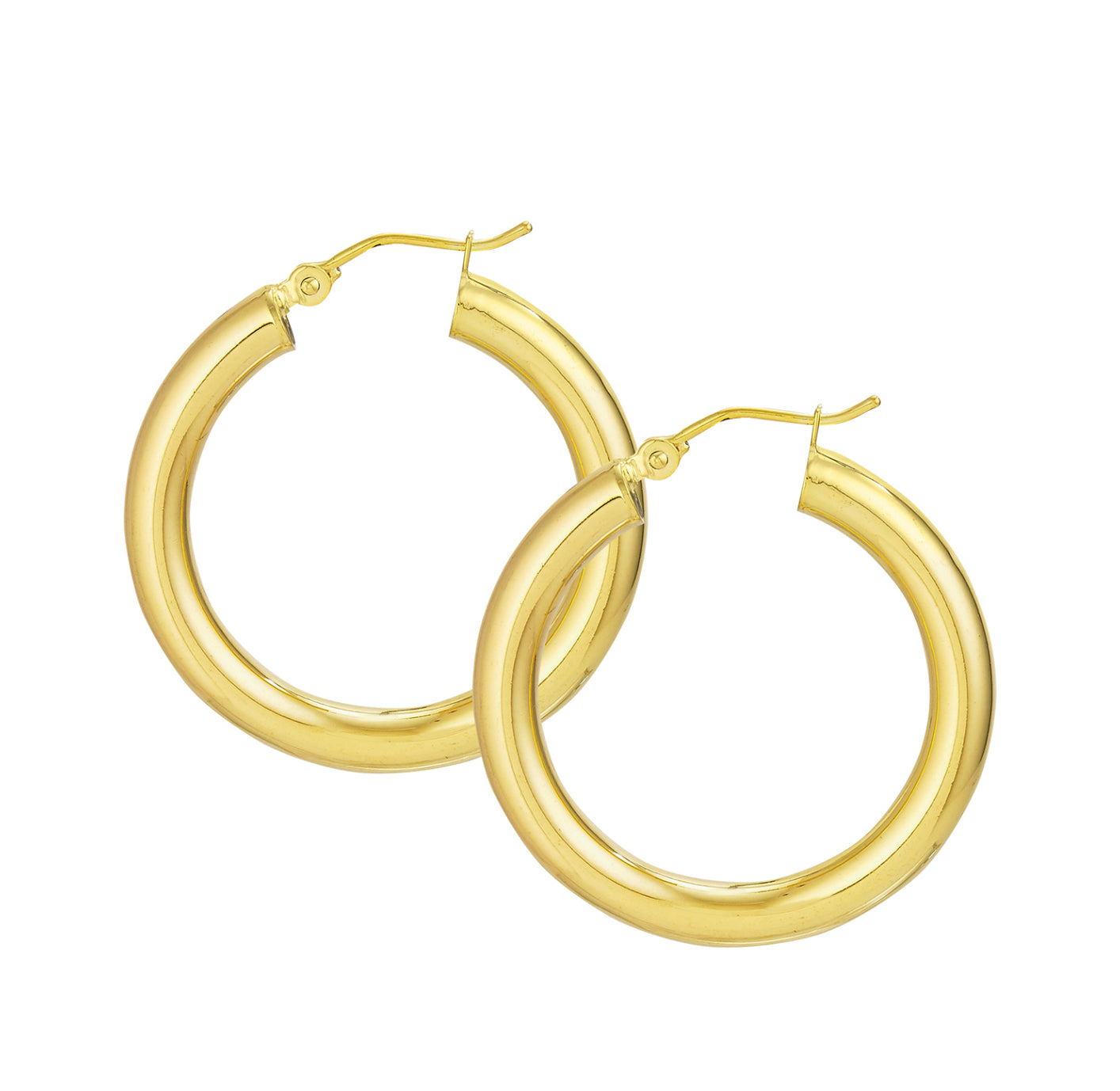 10K GOLD -POLISHED HOOP EARRINGS 4X25MM.