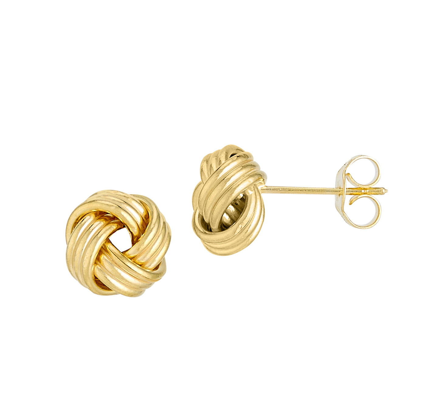 14K GOLD - POLISHED LOVE KNOT EARRINGS.