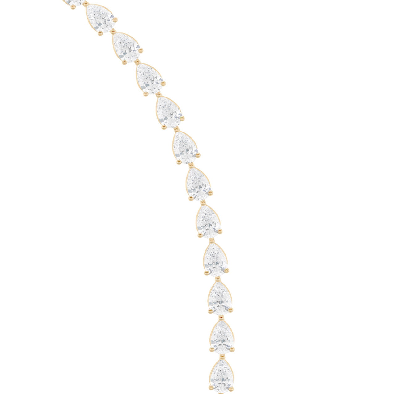 14K WHITE GOLD - LAB DIAMOND STRAIGHT PEAR GRADUATING CHAIN/NECKLACE.