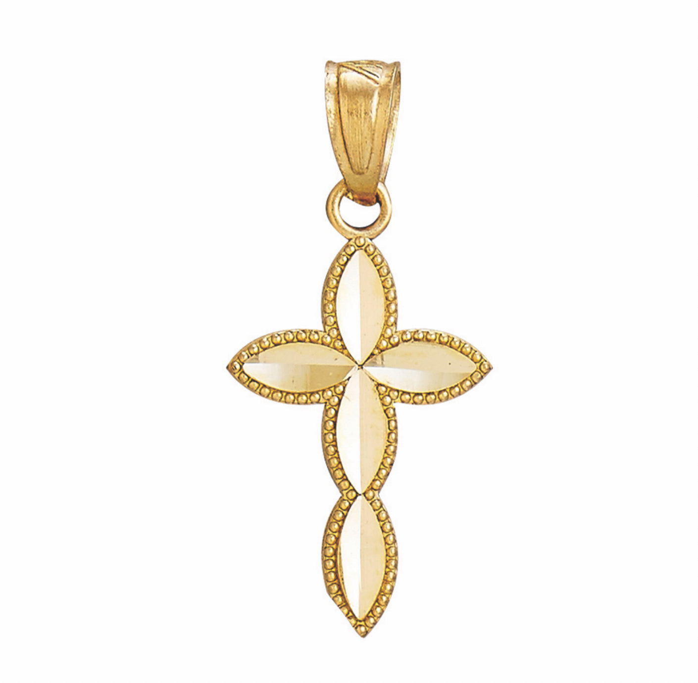 14K GOLD - DIAMOND CUT CROSS PENDANT.