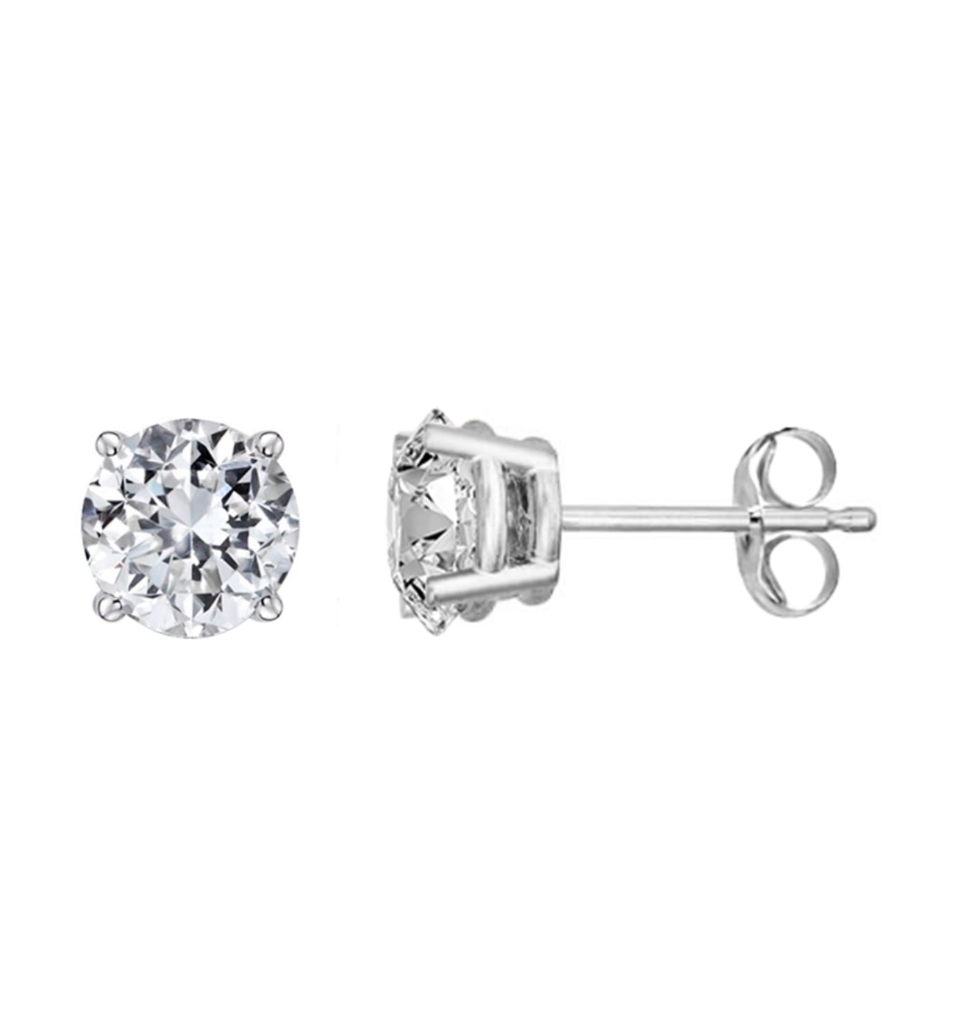 14K WHITE GOLD - LAB DIAMOND PUSH-BACK STUD EARRINGS 1/2CT.