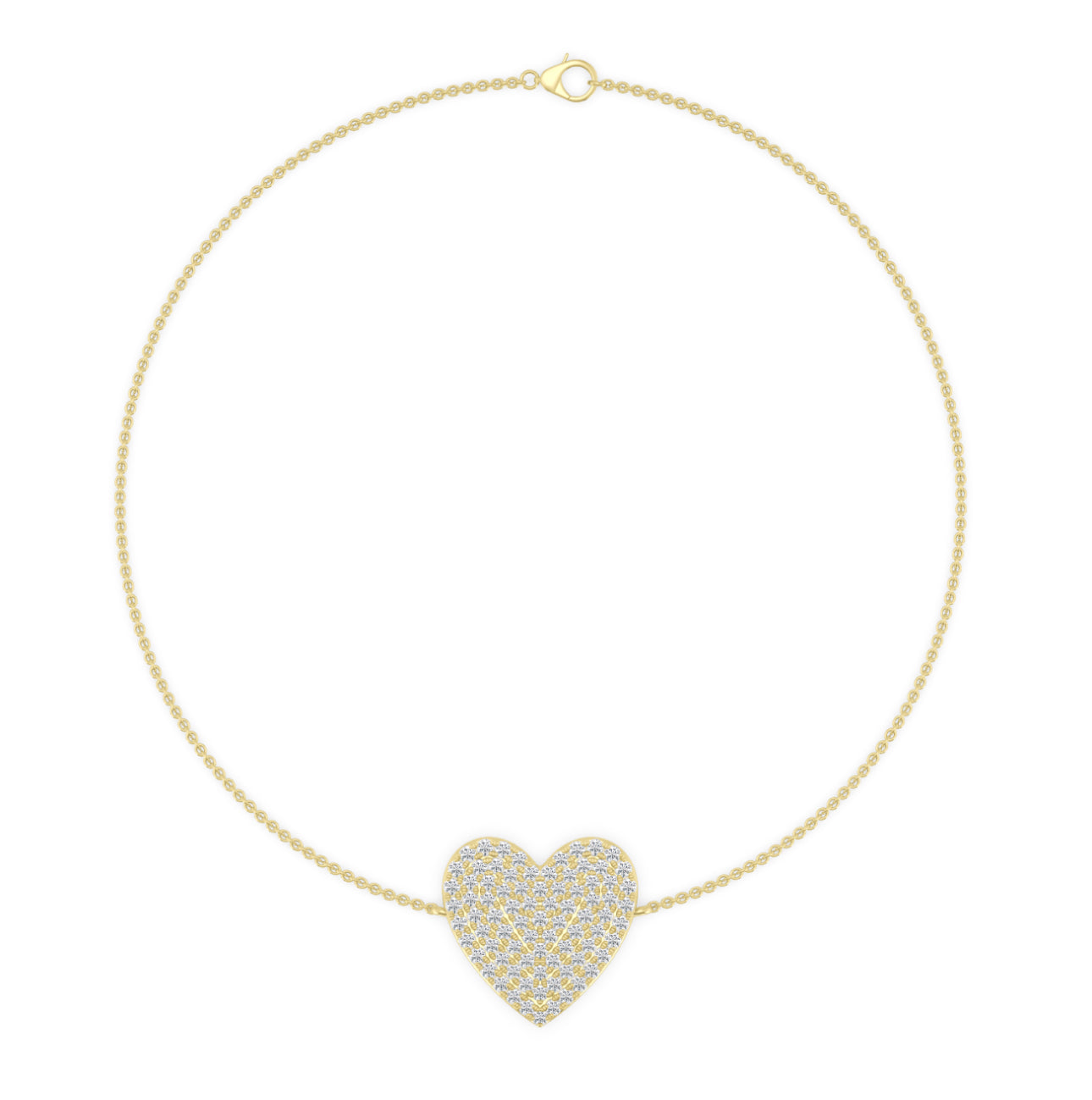 14K GOLD - LAB DIAMOND HEART BRACELET.