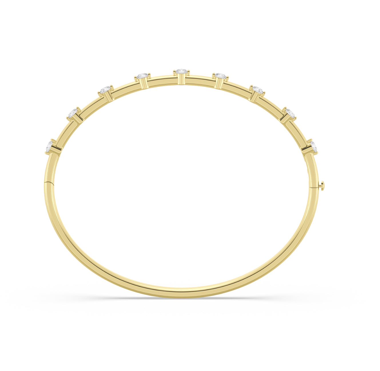 14K GOLD - LAB DIAMOND PARTED STATION BANGLE BRACELET.