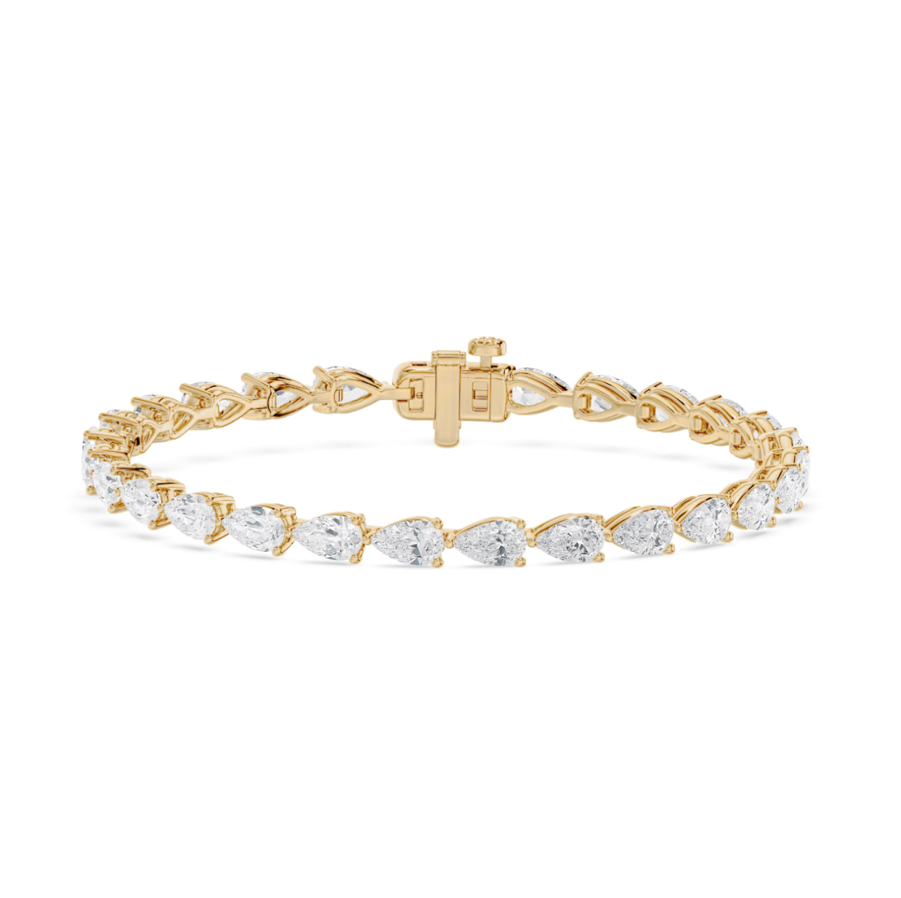 14K GOLD - LAB DIAMOND PEAR BRACELET.