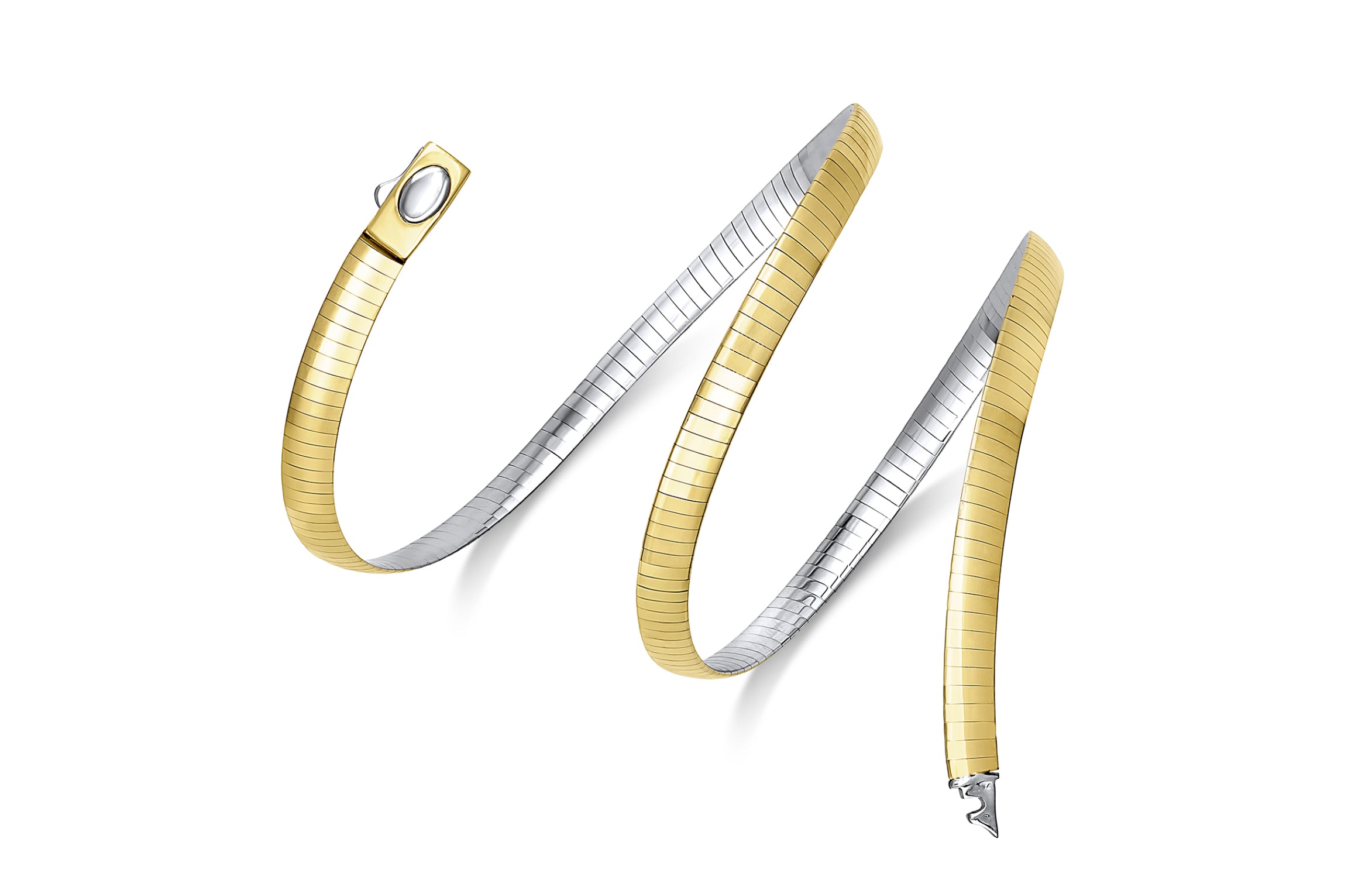 14K YELLOW/WHITE GOLD - REVERSIBLE OMEGA CHAIN 4MM.