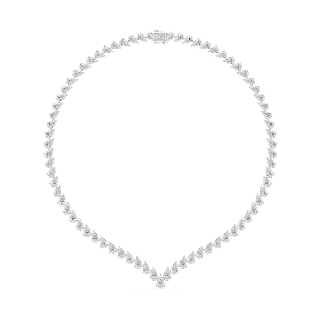 14K WHITE GOLD - LAB DIAMOND PEAR GRADUATING CHAIN/NECKLACE.