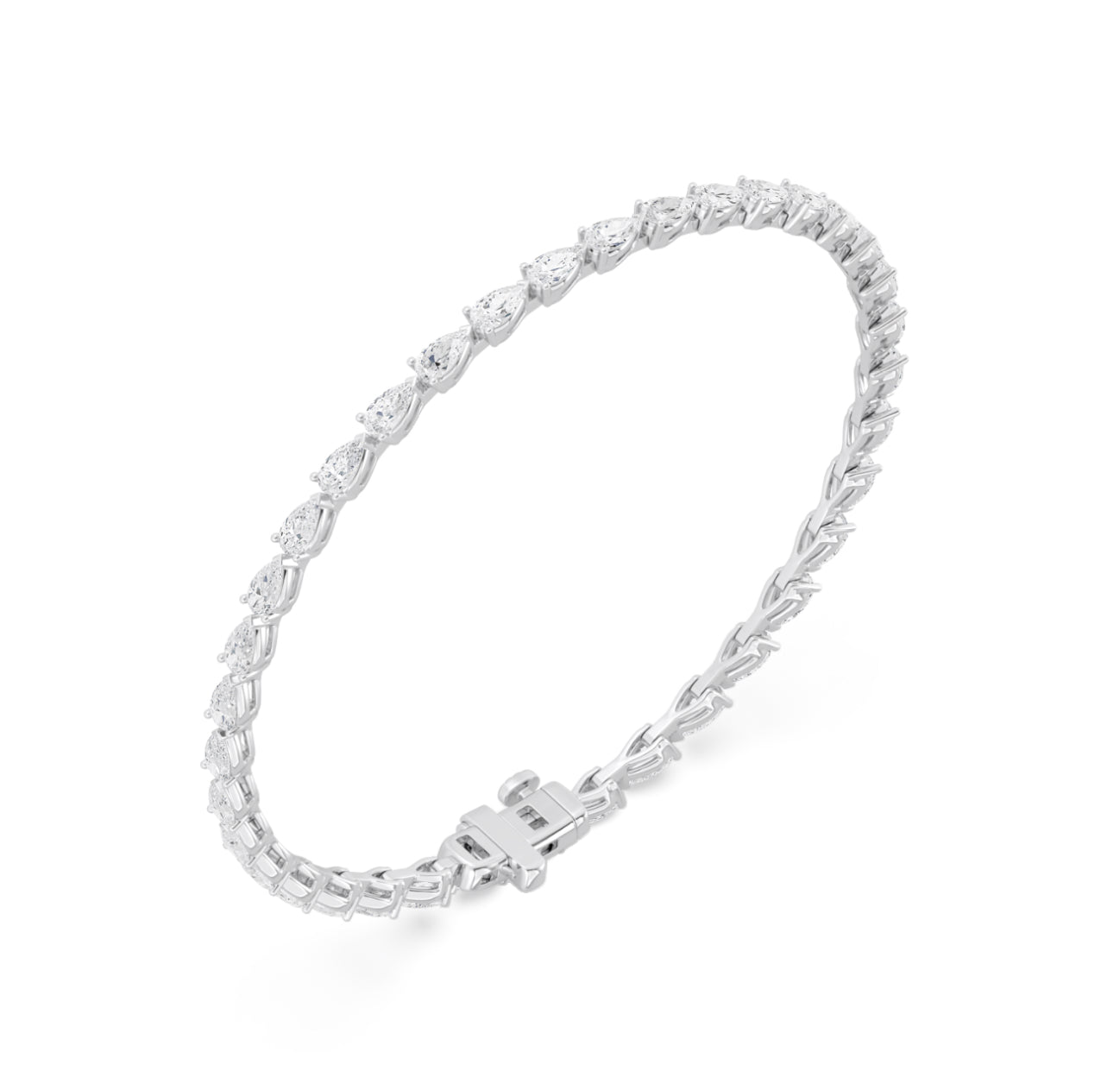 14K WHITE GOLD - LAB DIAMOND PEAR BRACELET.