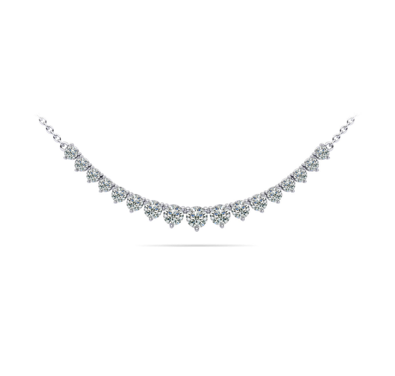 14K WHITE GOLD - LAB DIAMOND PARTIAL GRADUATED NECKLACE.