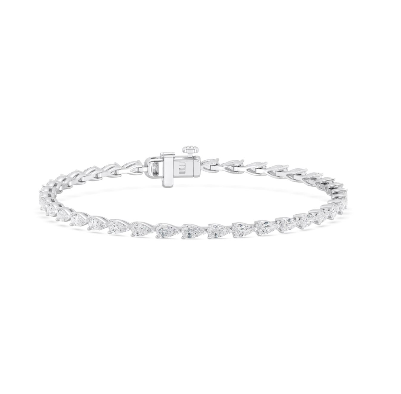 14K WHITE GOLD - LAB DIAMOND PEAR BRACELET.