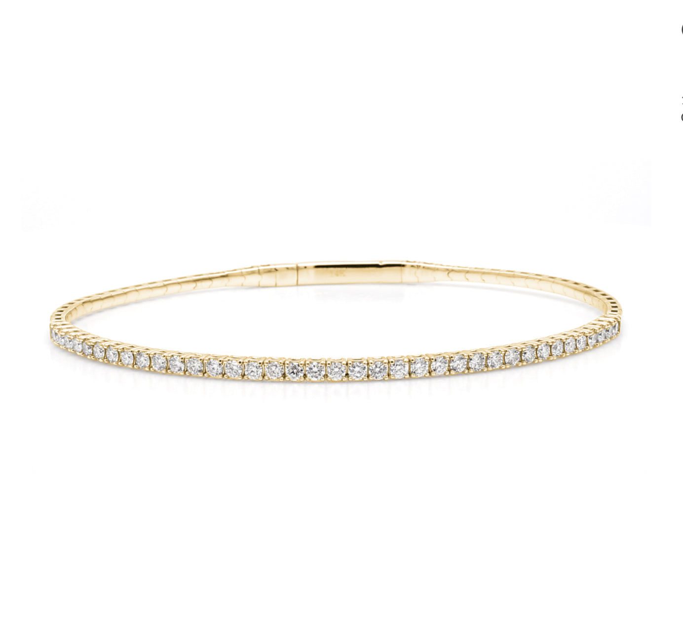 14K GOLD - LAB DIAMOND FLEXI HALF BANGLE BRACELET.