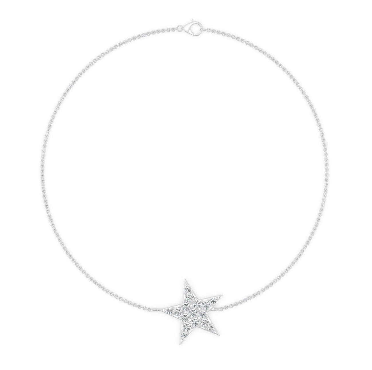 14K WHITE GOLD - LAB DIAMOND STAR BRACELET.