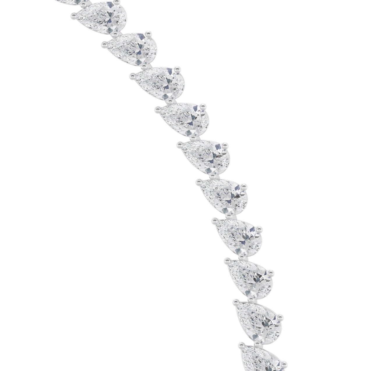 14K WHITE GOLD - LAB DIAMOND PEAR GRADUATING CHAIN/NECKLACE.