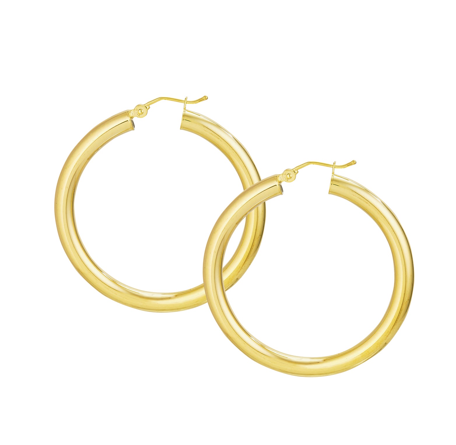 10K GOLD -POLISHED HOOP EARRINGS 4X40MM.