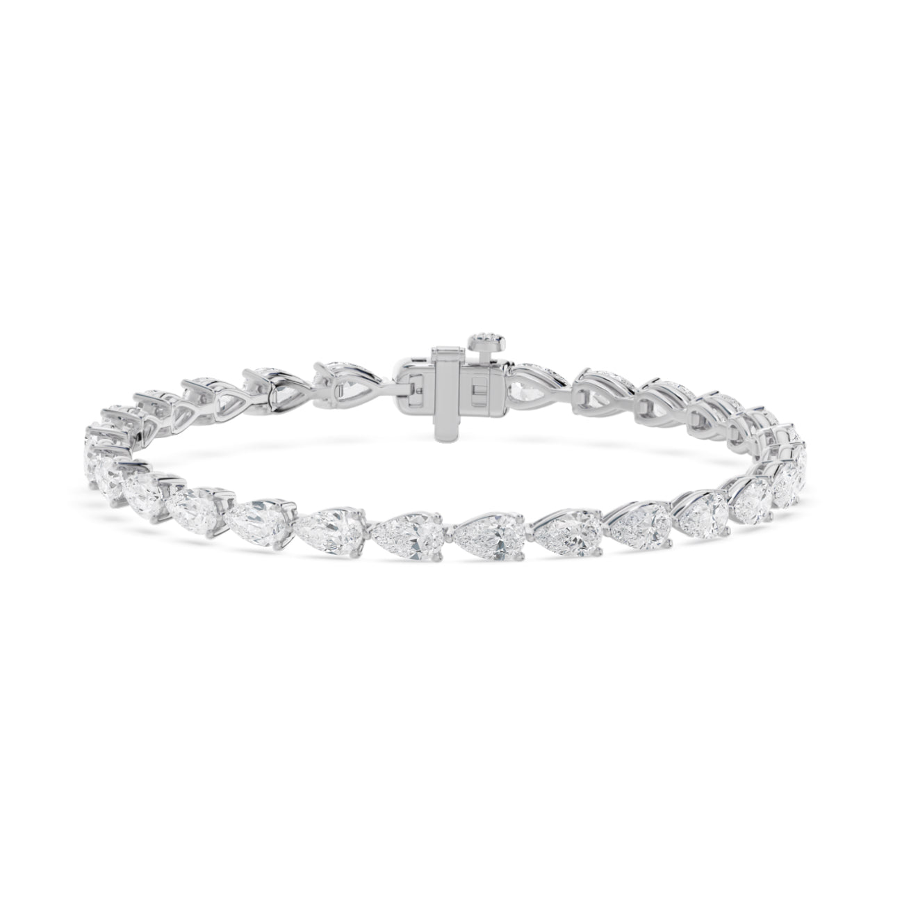 14K WHITE GOLD - LAB DIAMOND PEAR BRACELET.