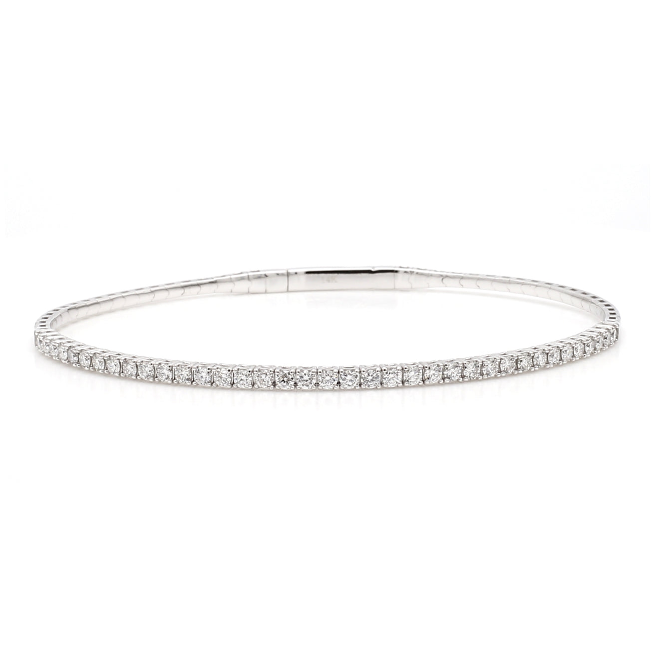 14K WHITE GOLD - LAB DIAMOND FLEXI HALF BANGLE BRACELET.