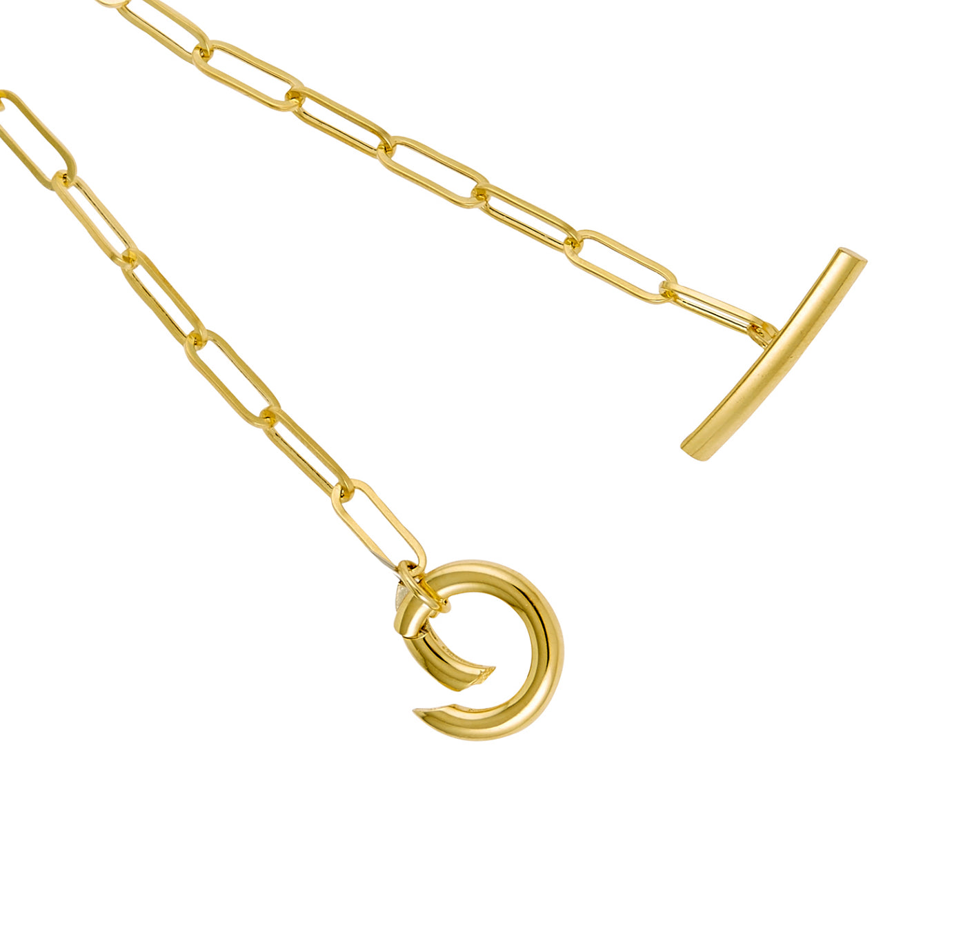 14K GOLD - WOMEN’S PAPERCLIP TOGGLE BAR NECKLACE WITH HINGED CLASP 3.4MM.