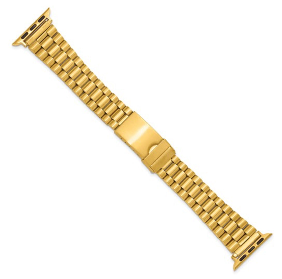 GOLD STAINLESS STEEL - GILDEN APPLE SMART WATCH PRESIDENTIAL BAND 7.4”