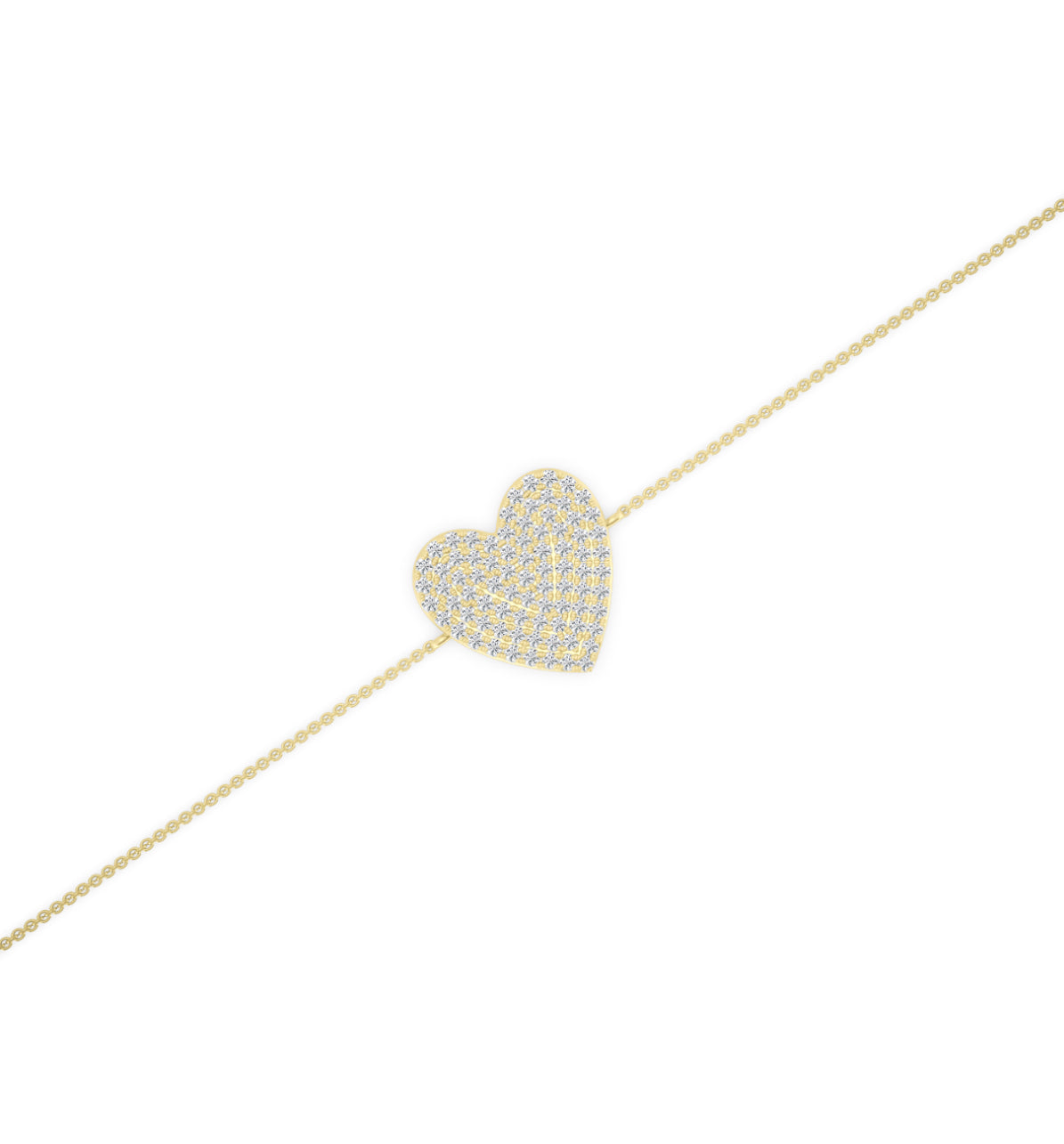 14K GOLD - LAB DIAMOND HEART BRACELET.