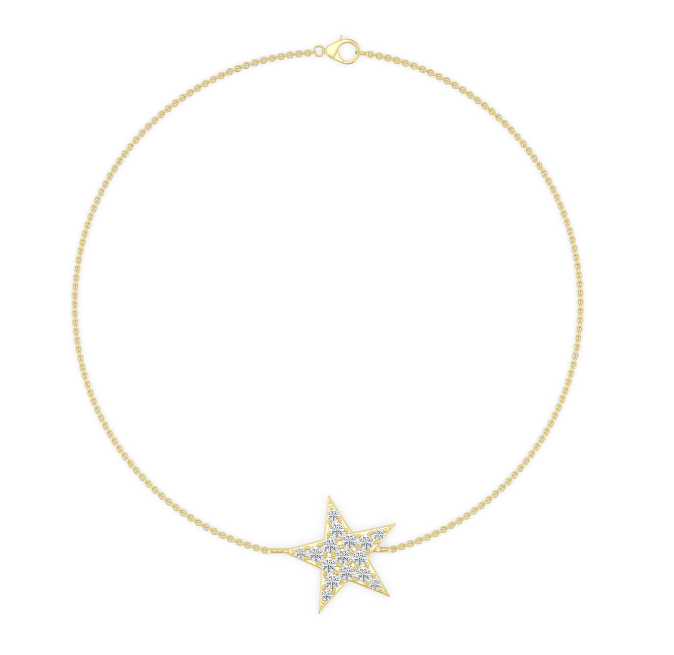 14K GOLD - LAB DIAMOND STAR BRACELET.