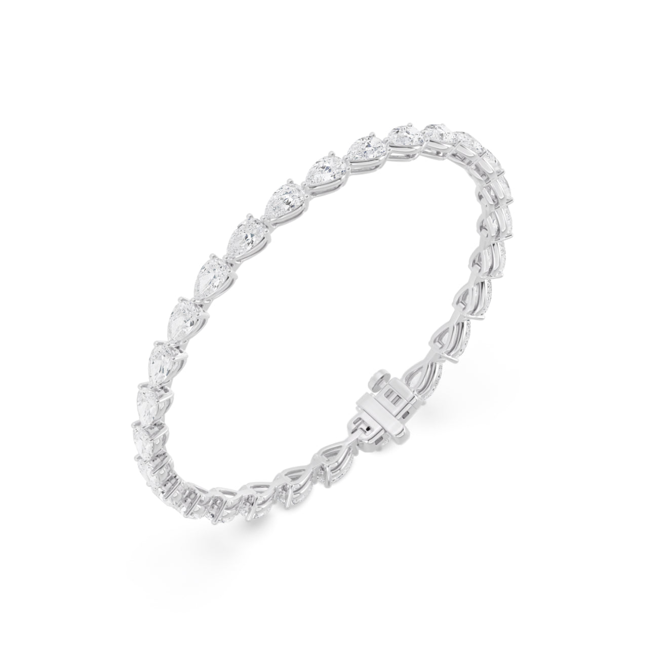 14K WHITE GOLD - LAB DIAMOND PEAR BRACELET.