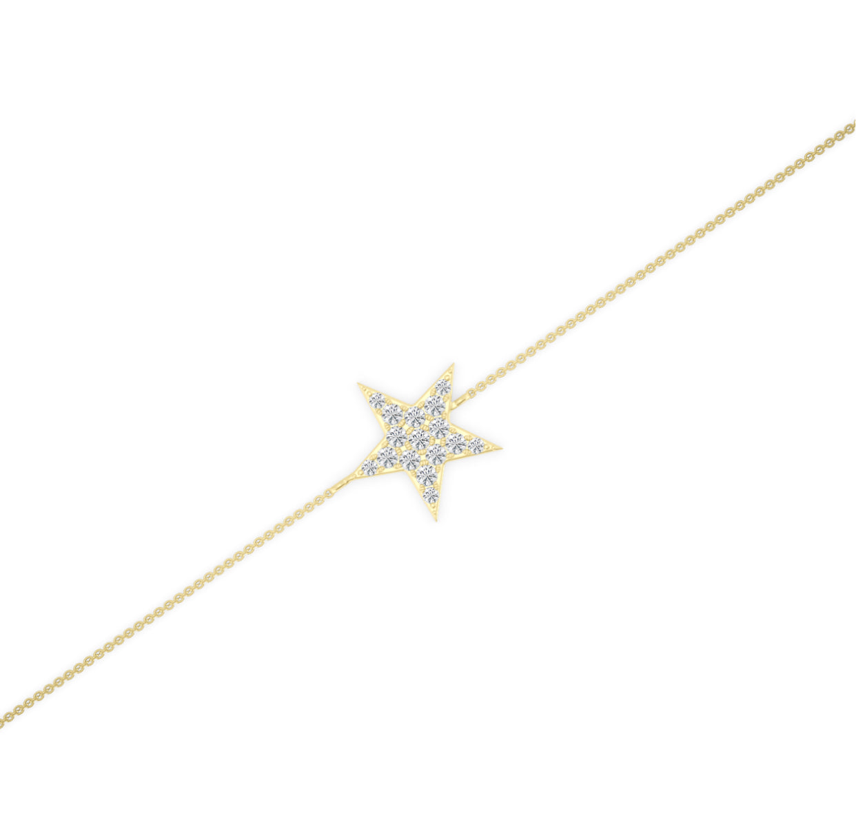 14K GOLD - LAB DIAMOND STAR BRACELET.