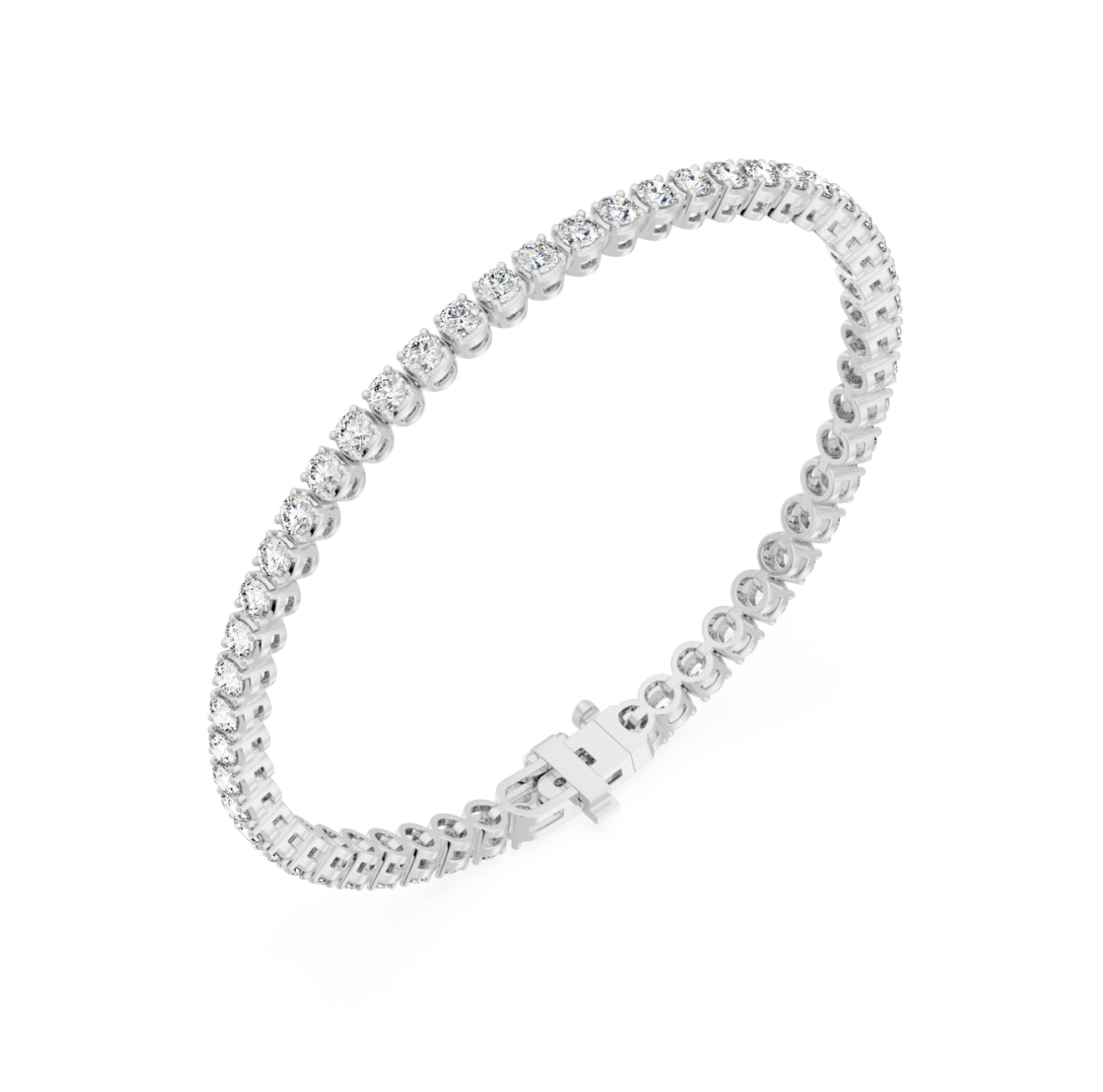 14K WHITE GOLD - LAB DIAMOND ROUNDED TENNIS BRACELET.