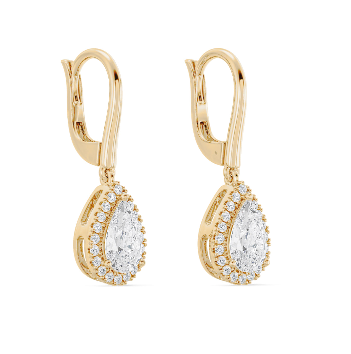 14K GOLD - PEARL HALO DROP EARRINGS 1 2/3CT.