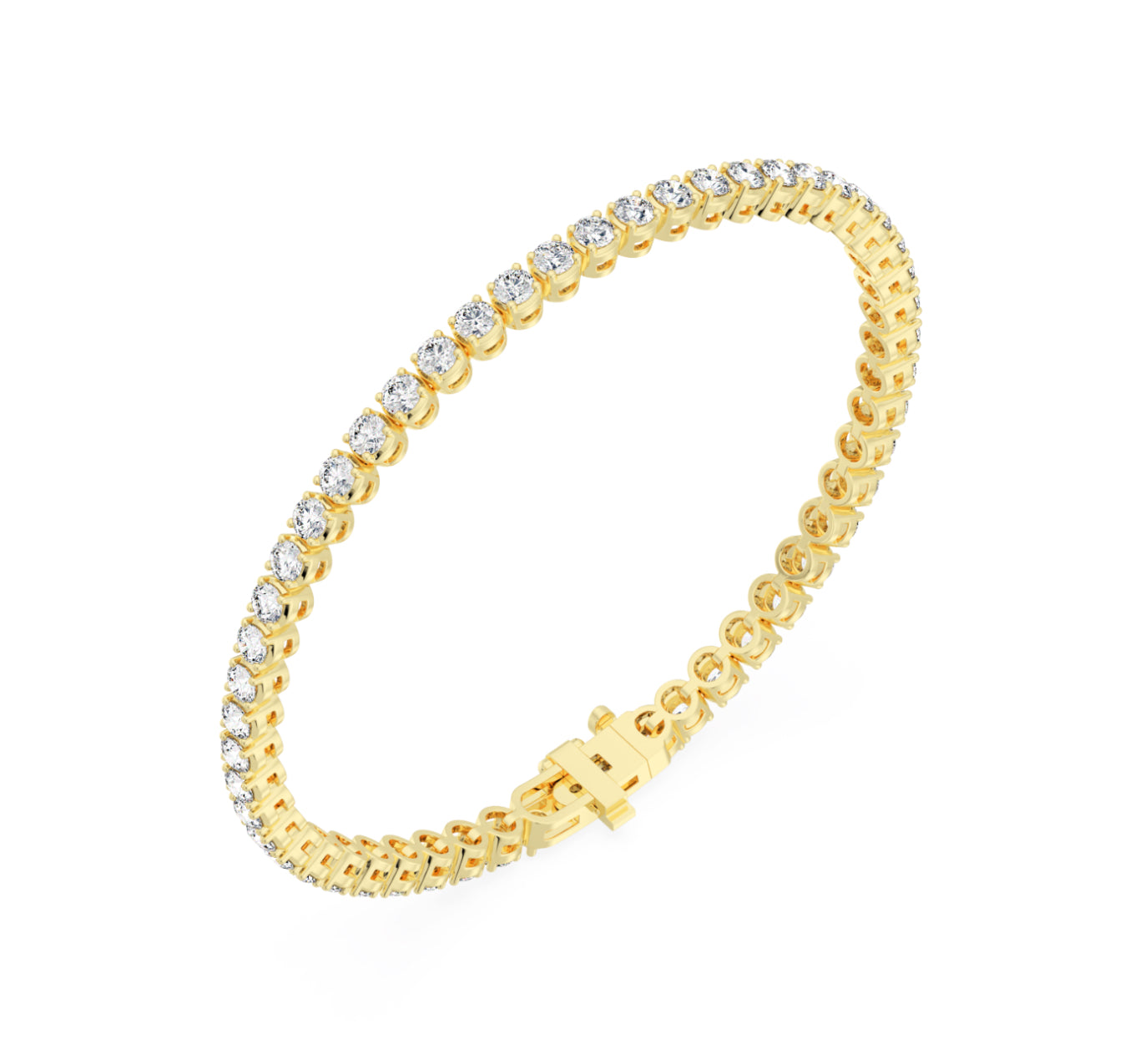 14K GOLD - LAB DIAMOND ROUNDED TENNIS BRACELET.