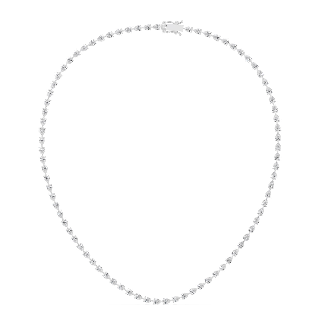 14K WHITE GOLD - LAB DIAMOND STRAIGHT PEAR GRADUATING CHAIN/NECKLACE.