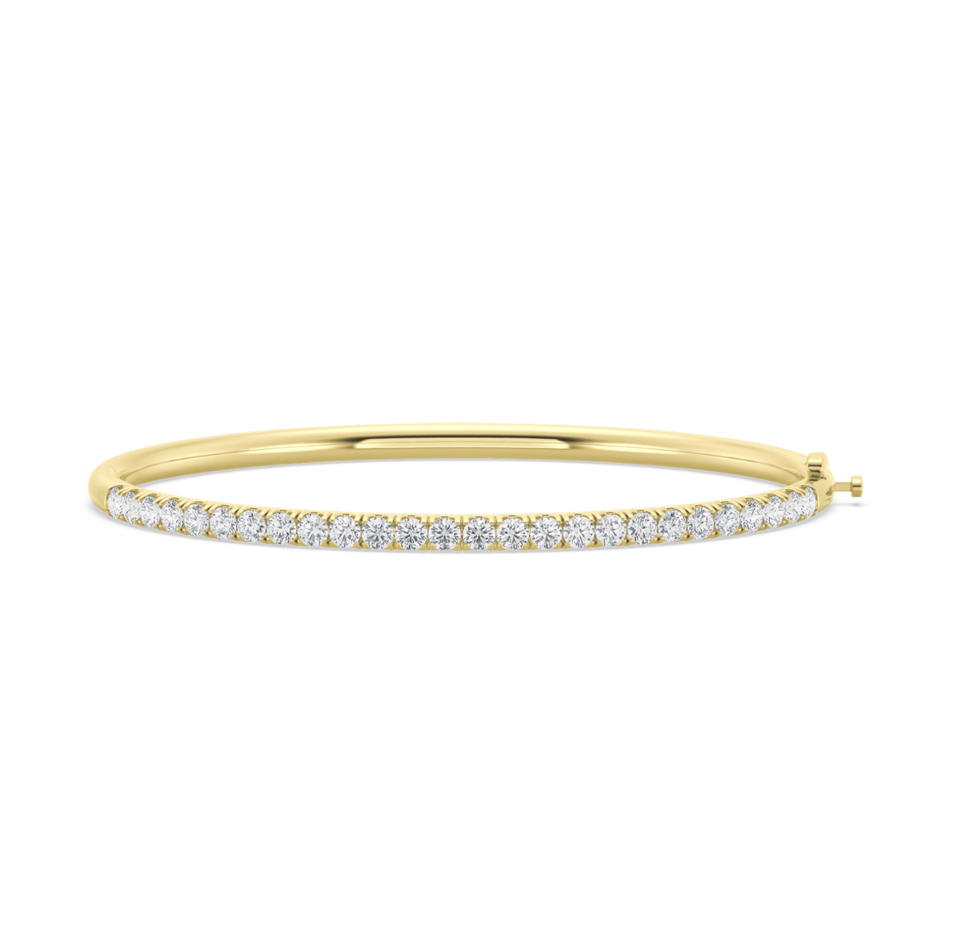 14K GOLD - LAB DIAMOND SPLIT PRONG STRAIGHT LINE BANGLE BRACELET.