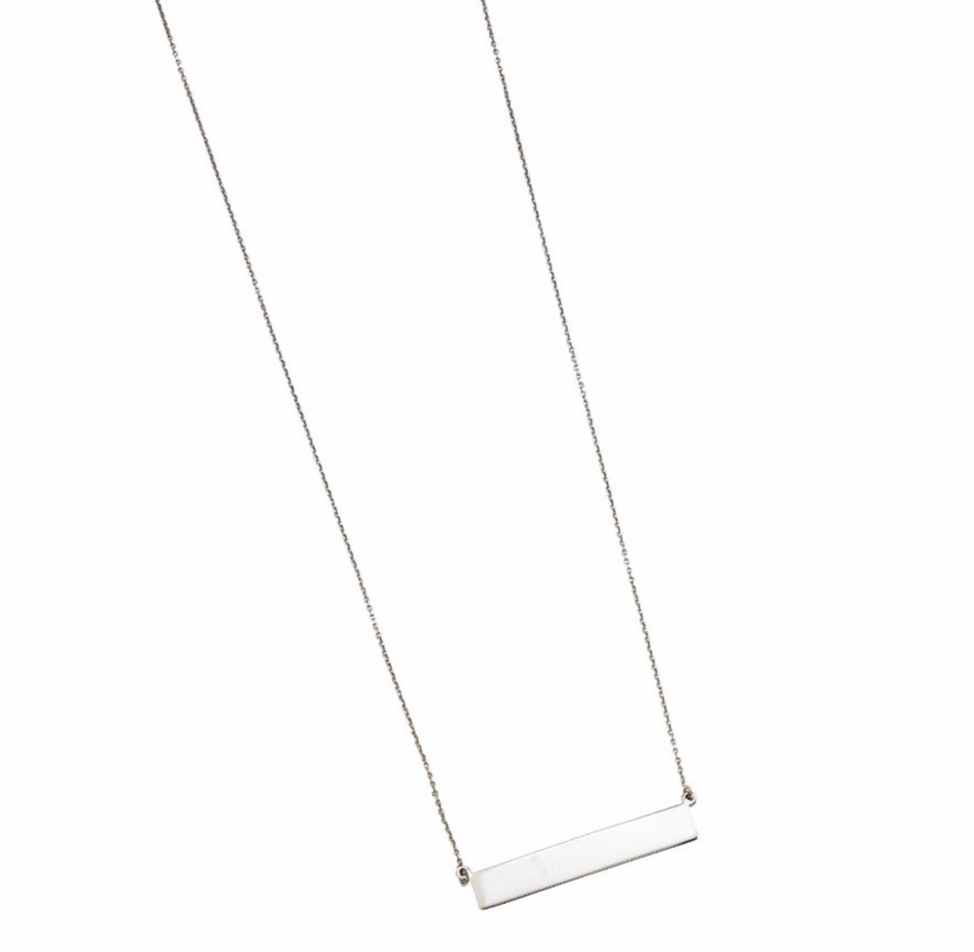 14K WHITE GOLD - POLISHED BAR NECKLACE.