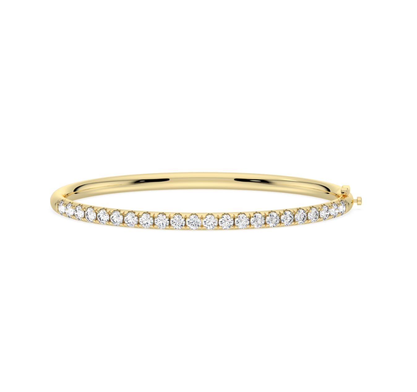 14K GOLD - LAB DIAMOND SPLIT PRONG STRAIGHT LINE BANGLE BRACELET.