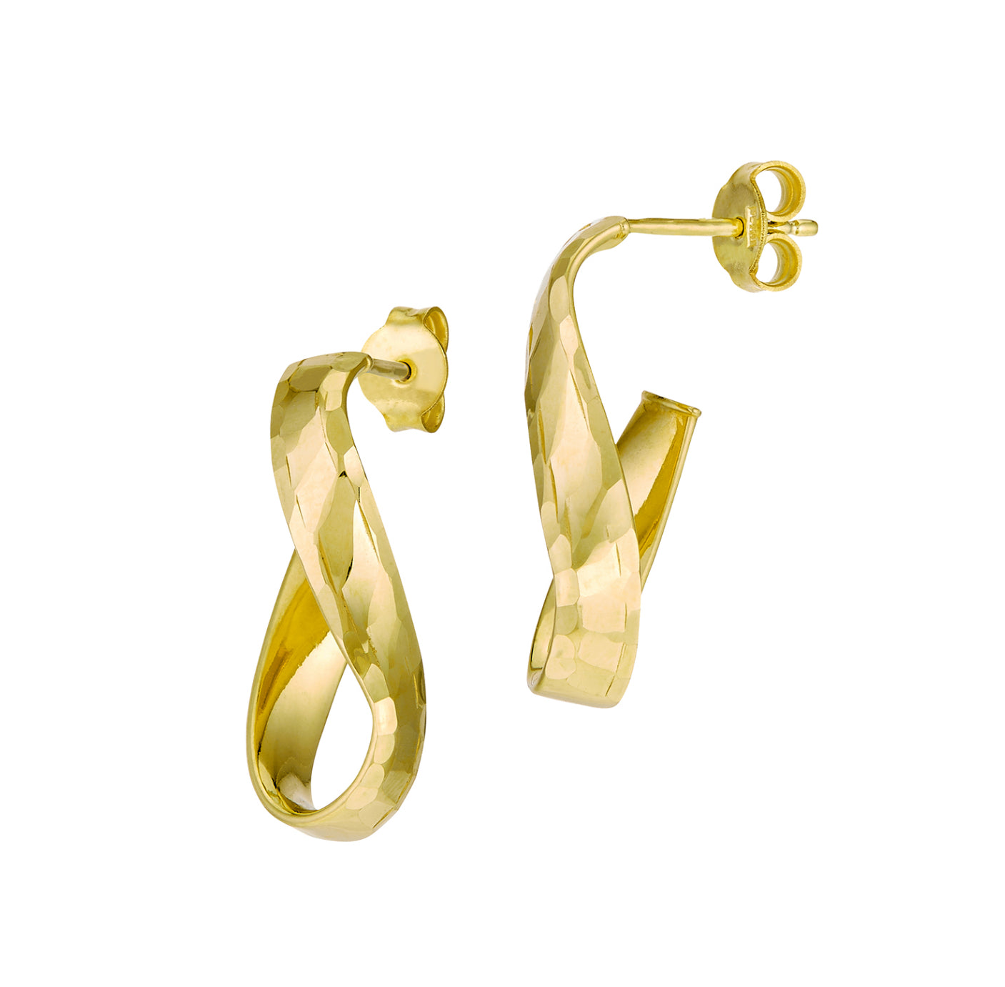 14K GOLD - DISCO CUT WAVE EARRINGS.