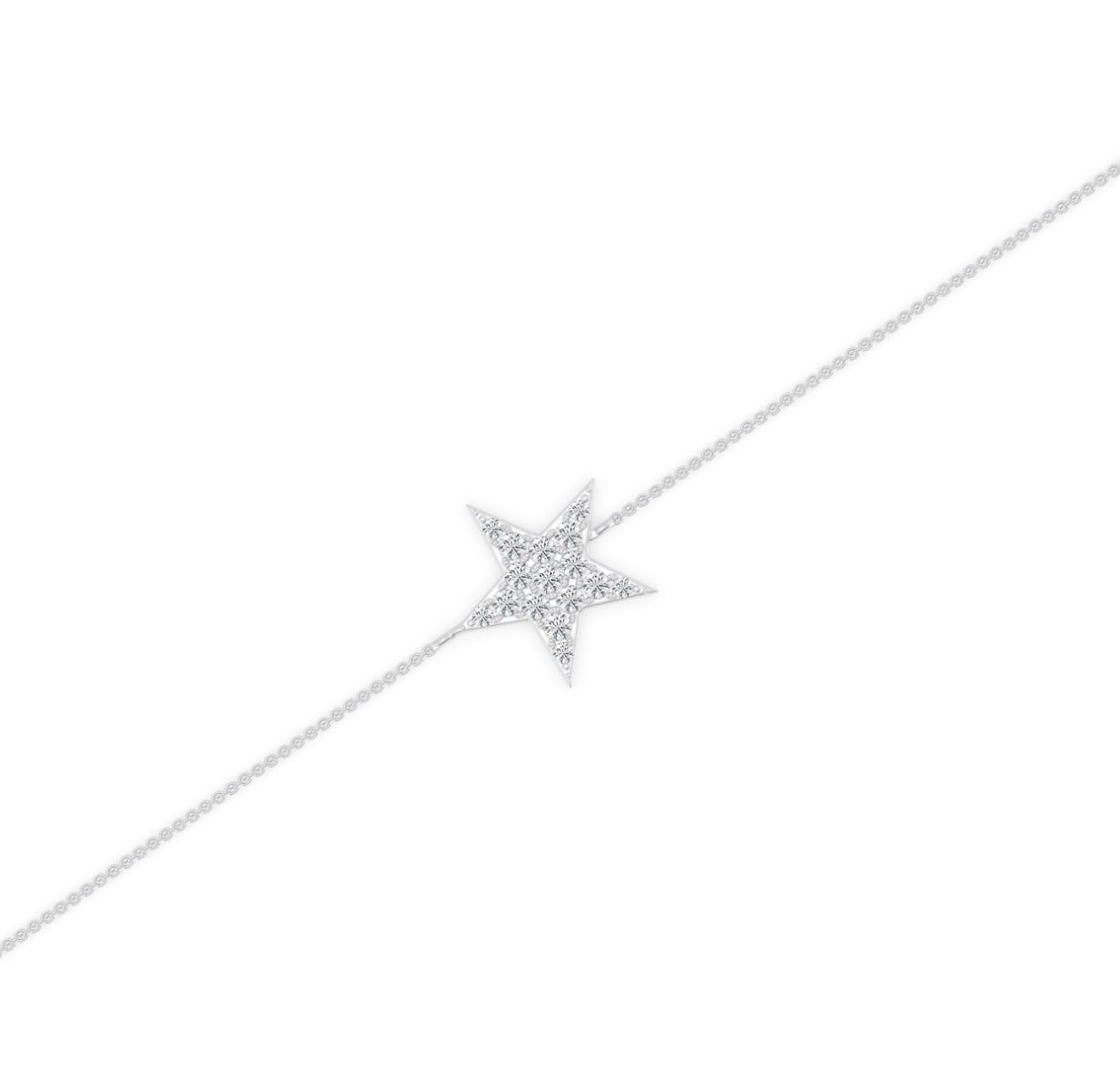 14K WHITE GOLD - LAB DIAMOND STAR BRACELET.