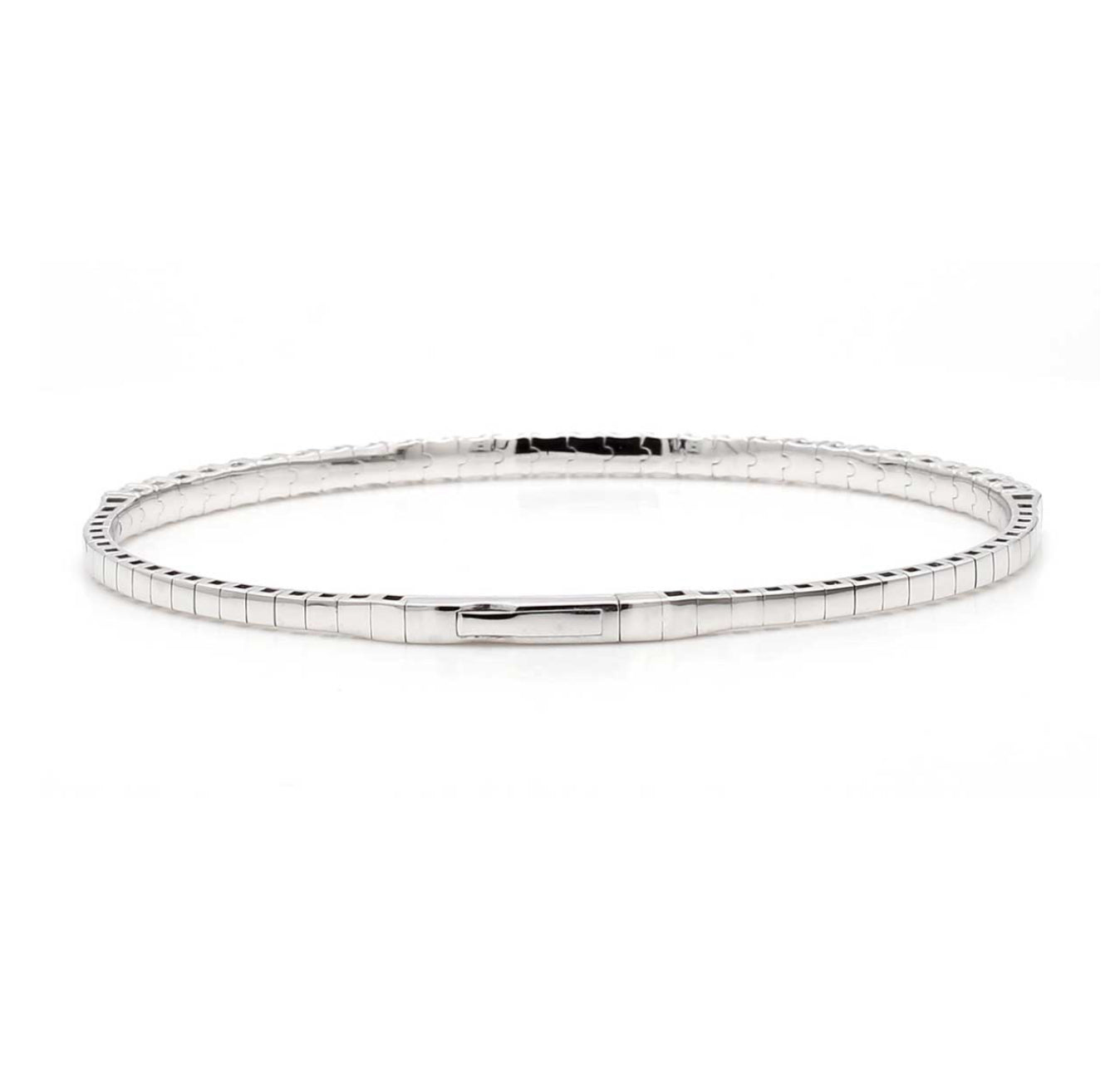 14K WHITE GOLD - LAB DIAMOND FLEXI HALF BANGLE BRACELET.