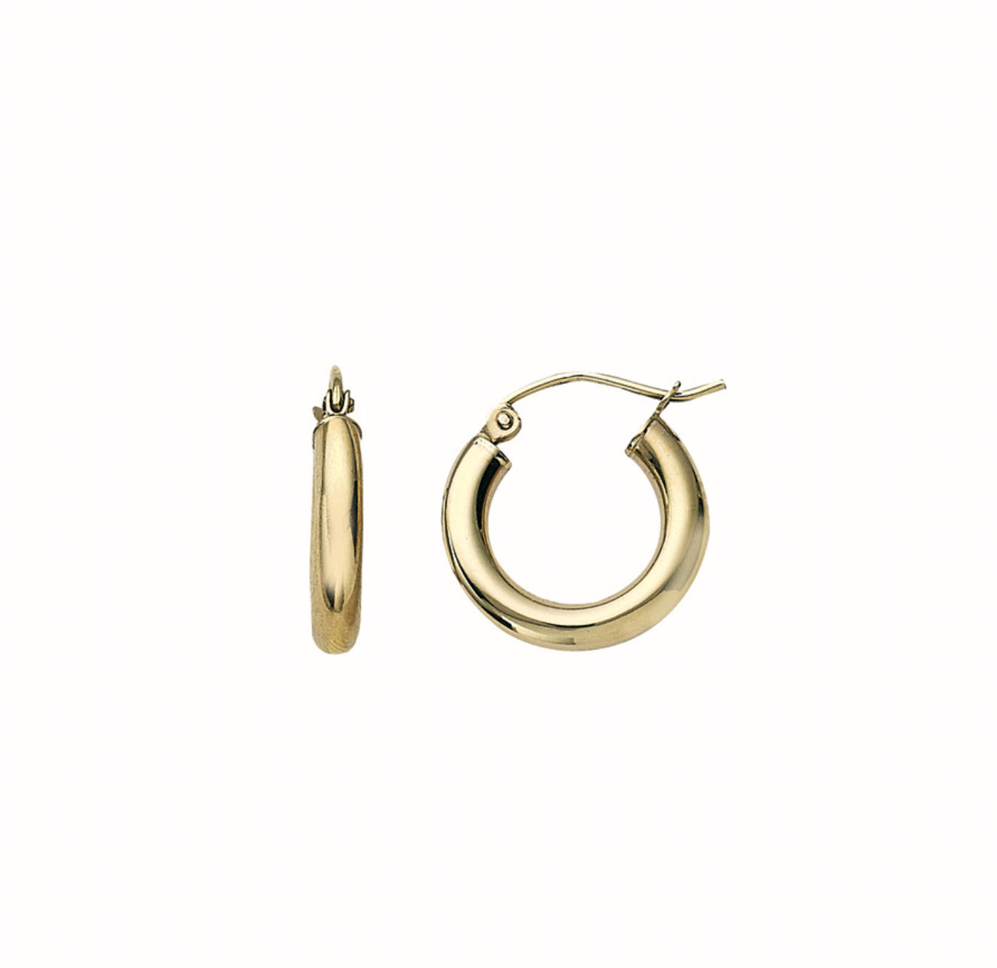 10K GOLD -POLISHED HOOP EARRINGS 3X15MM.