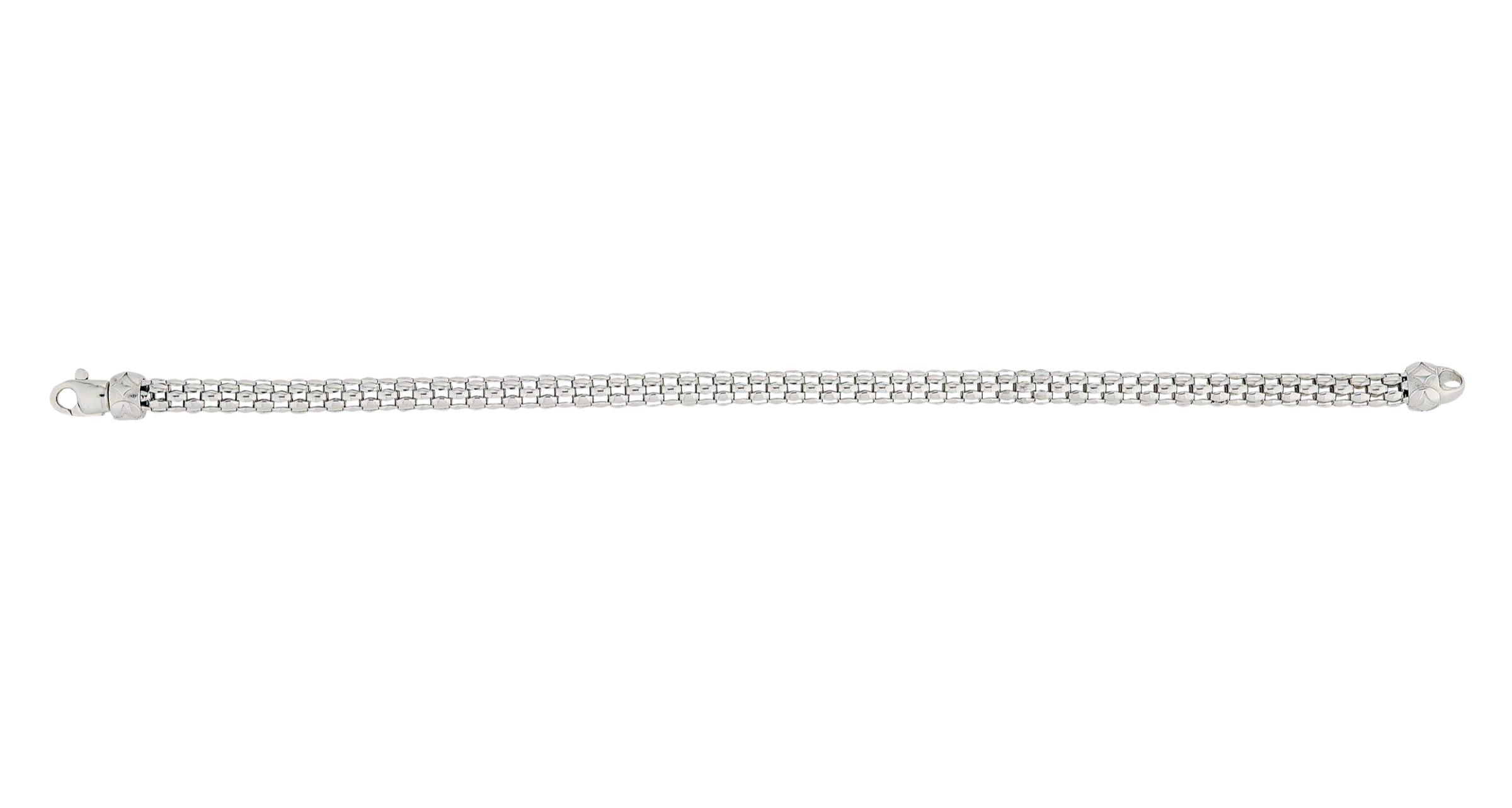 14K WHITE GOLD - WOVEN DIAMOND CUT WITH CASP BRACELET.