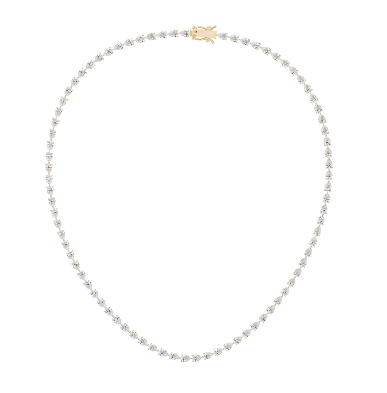 14K WHITE GOLD - LAB DIAMOND STRAIGHT PEAR GRADUATING CHAIN/NECKLACE.