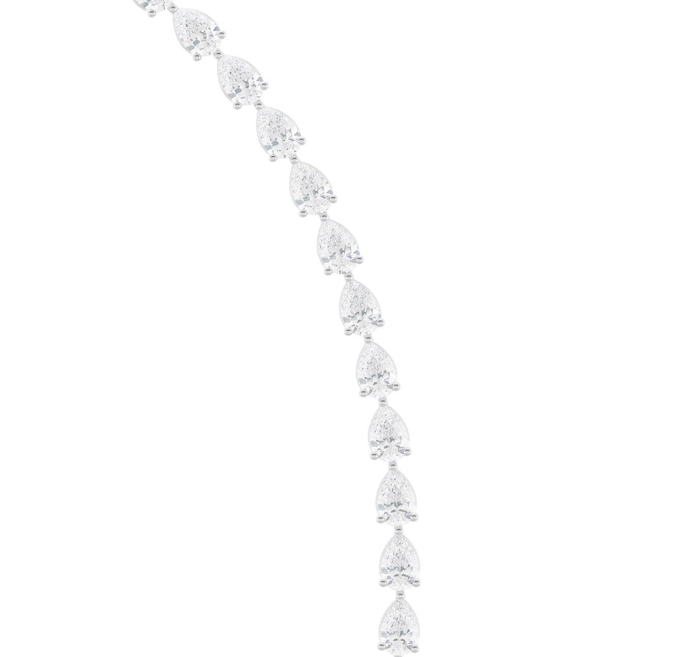 14K WHITE GOLD - LAB DIAMOND STRAIGHT PEAR GRADUATING CHAIN/NECKLACE.