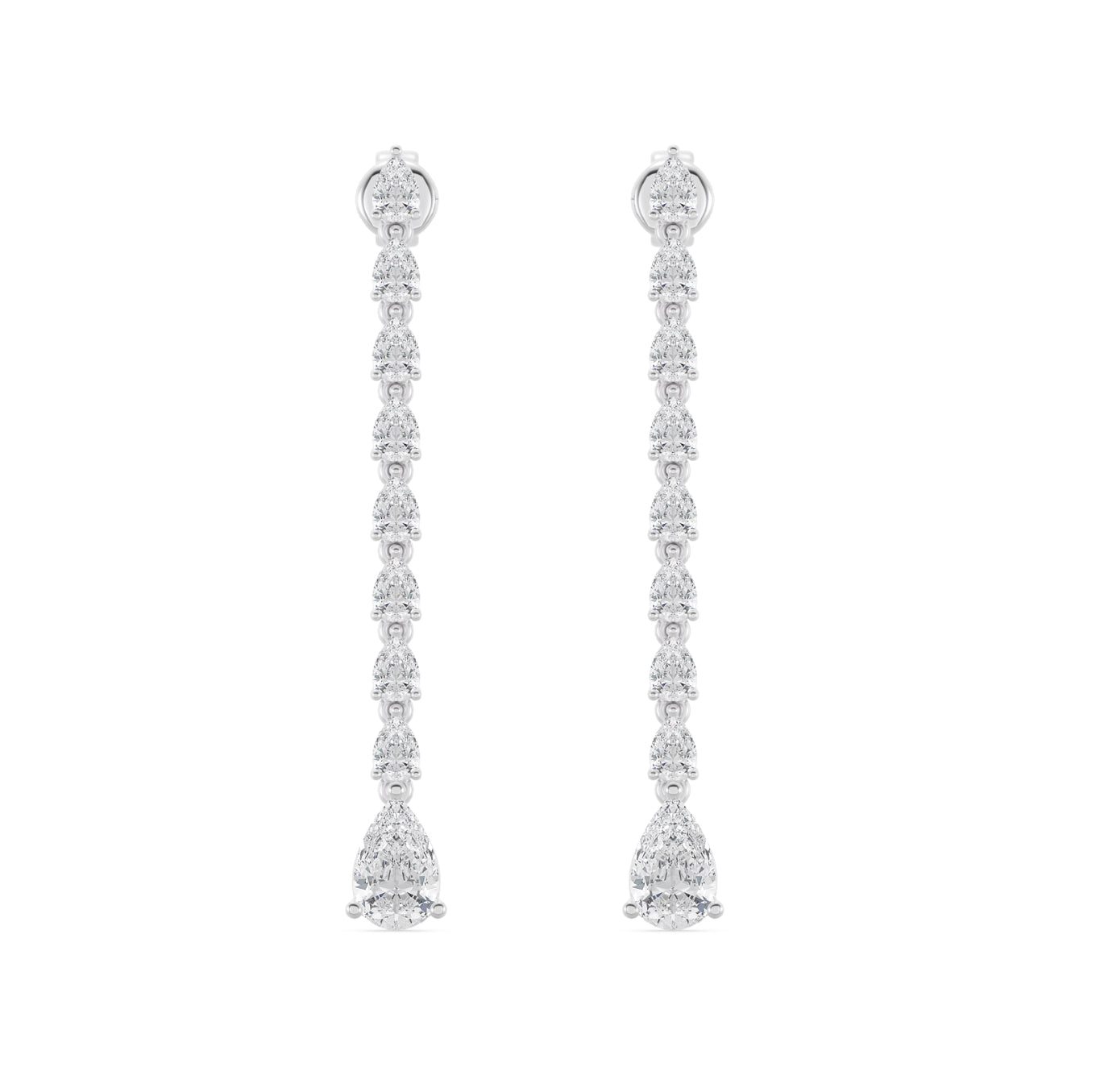 14K WHITE GOLD - PEAR DANGLE EARRINGS 2CT.