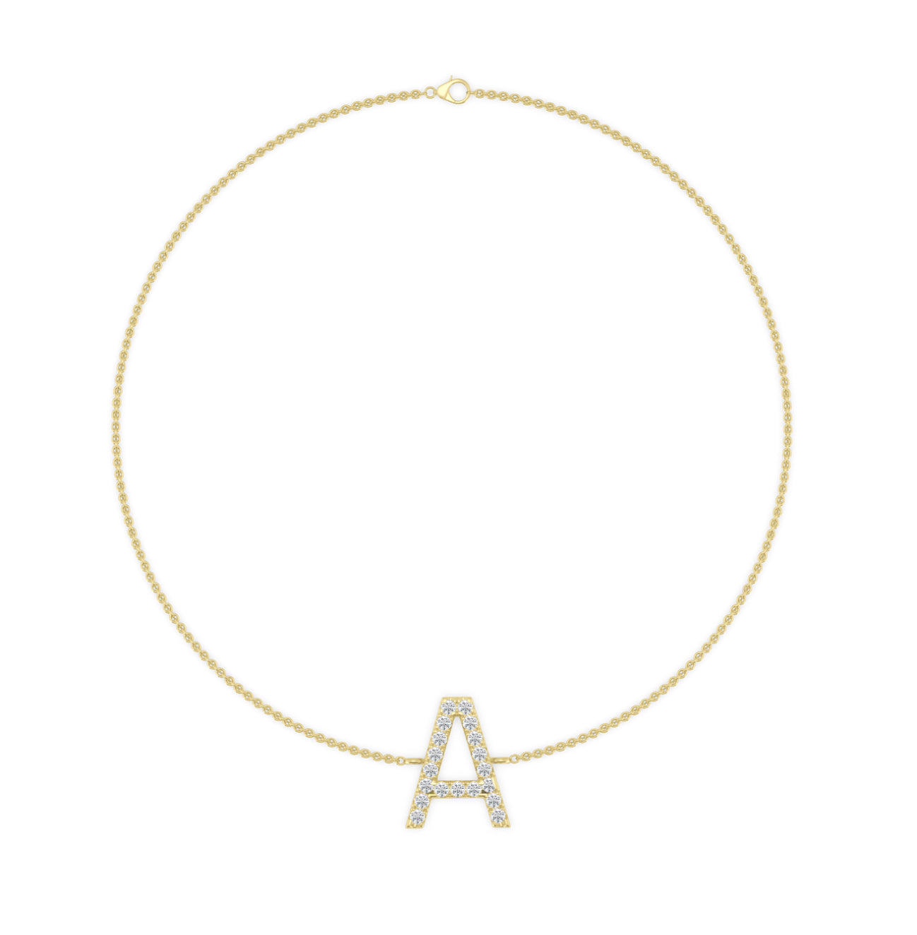 14K GOLD - LAB DIAMOND “A” LETTER BRACELET.