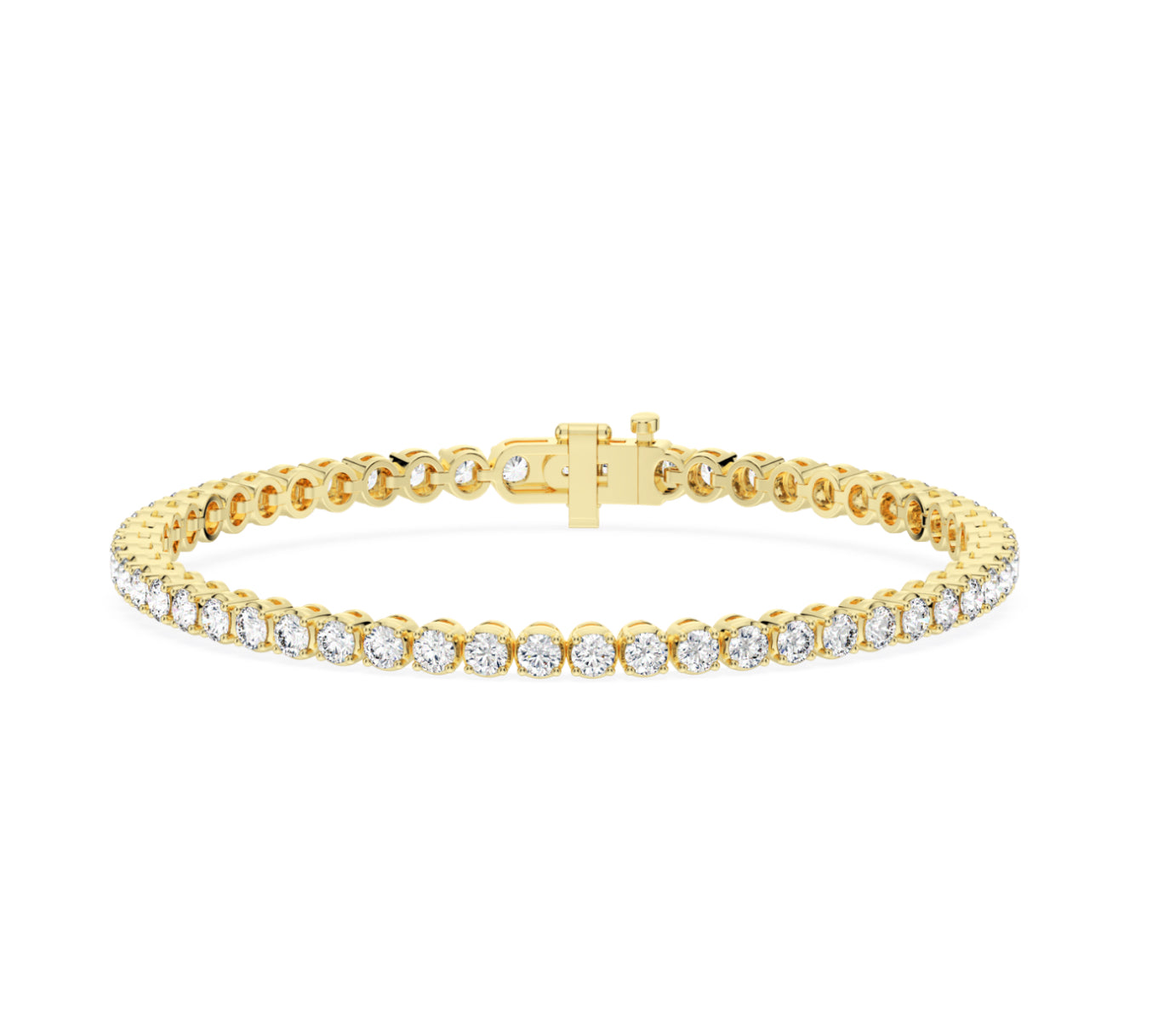 14K GOLD - LAB DIAMOND ROUNDED TENNIS BRACELET.