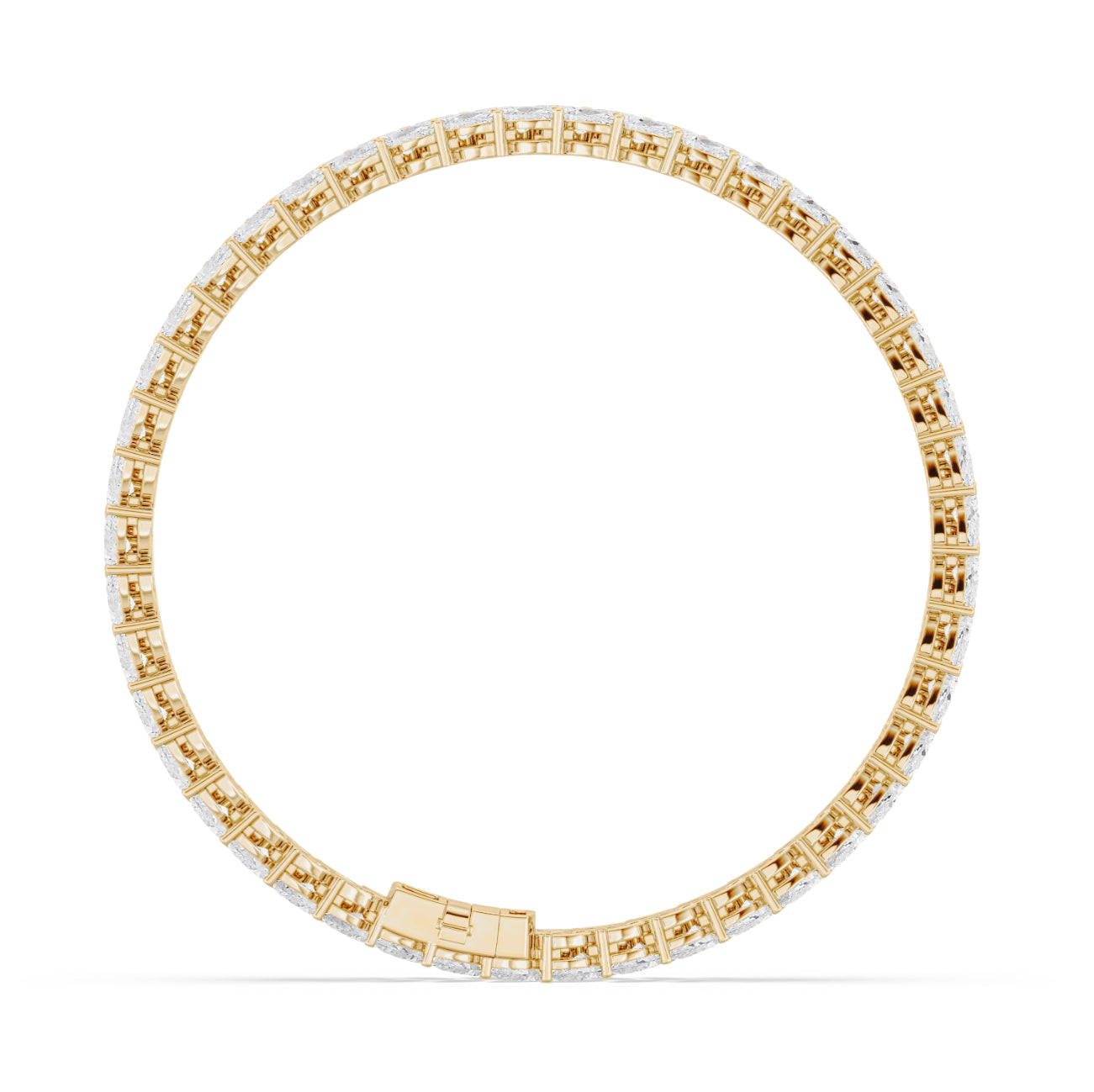 14K GOLD - LAB DIAMOND DOUBLE PEAR BRACELET.