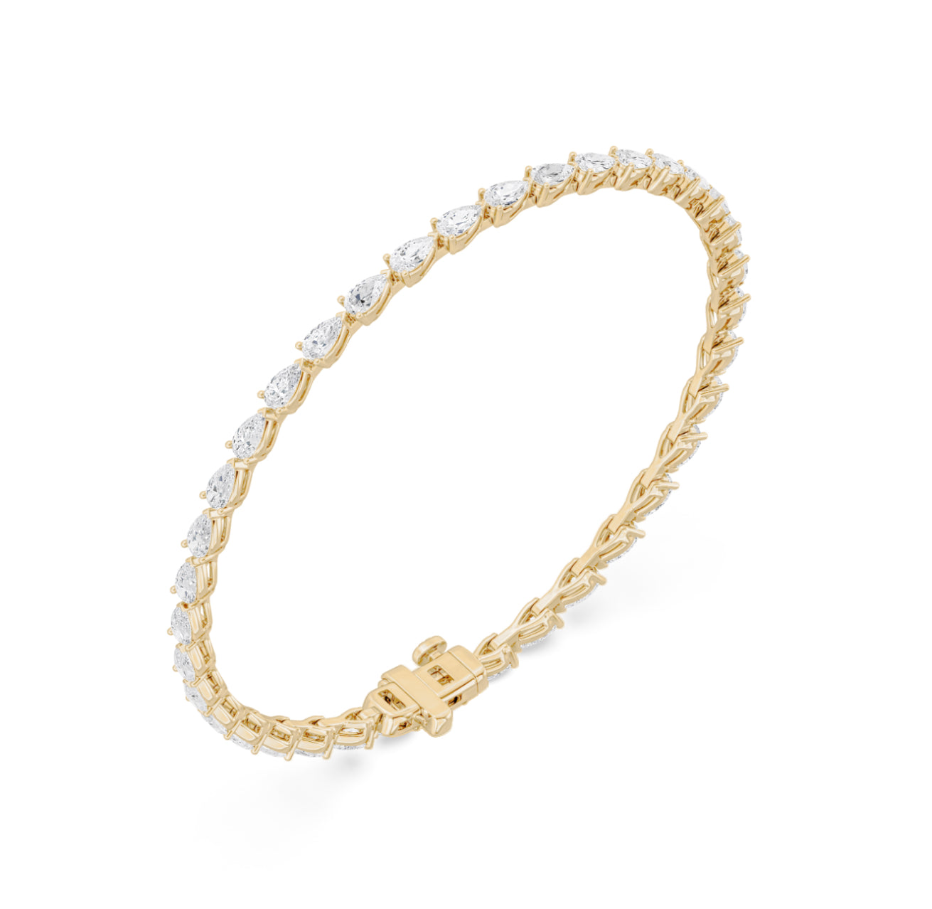 14K GOLD - LAB DIAMOND PEAR BRACELET.