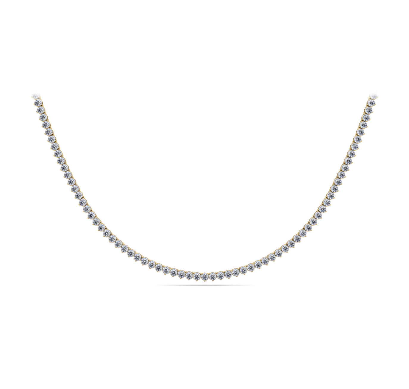 14K GOLD - LAB DIAMOND 3 PRONG TENNIS CHAIN/NECKLACE.