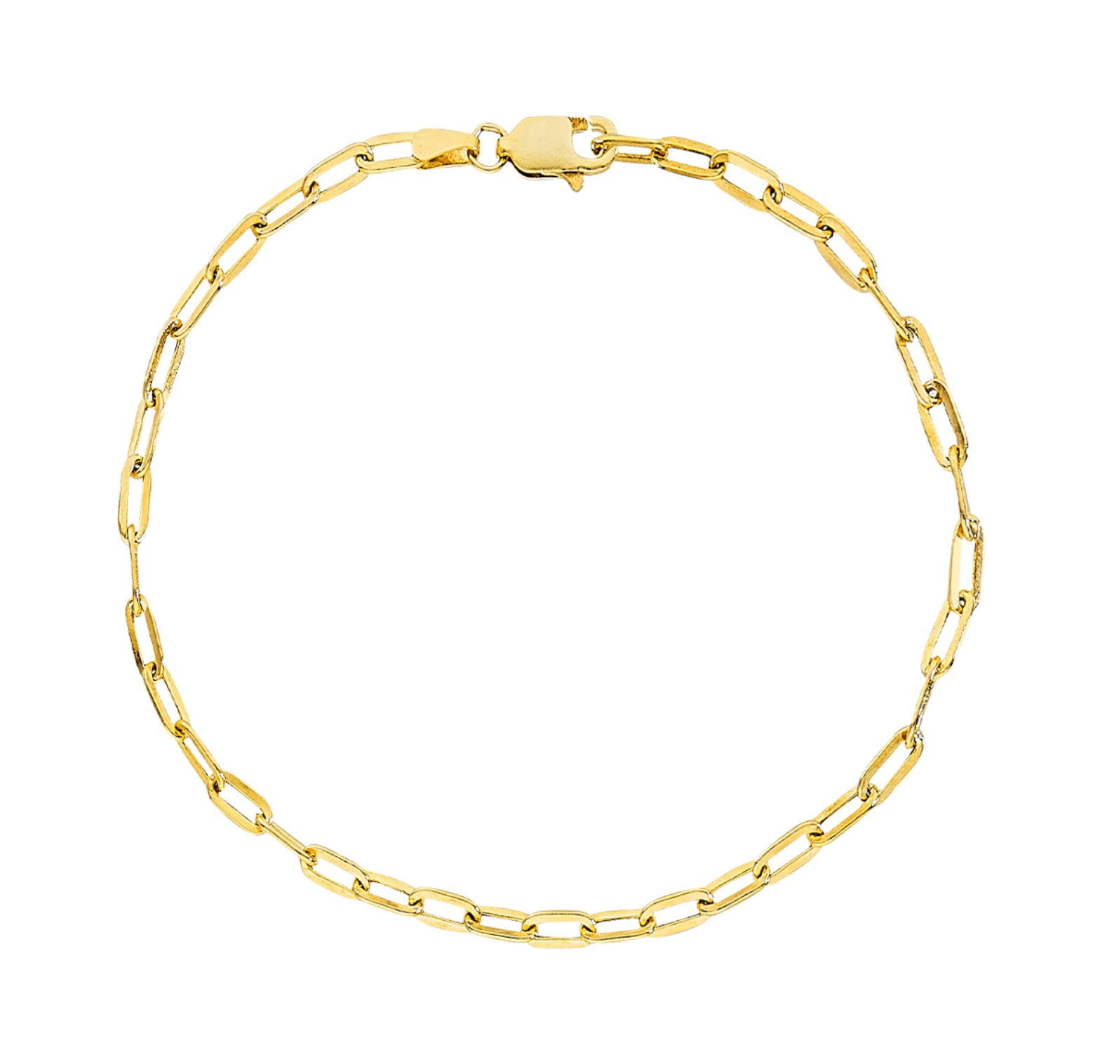 14K GOLD - PAPERCLIP NECKLACE WITH HINGED CLASP 3.4MM.