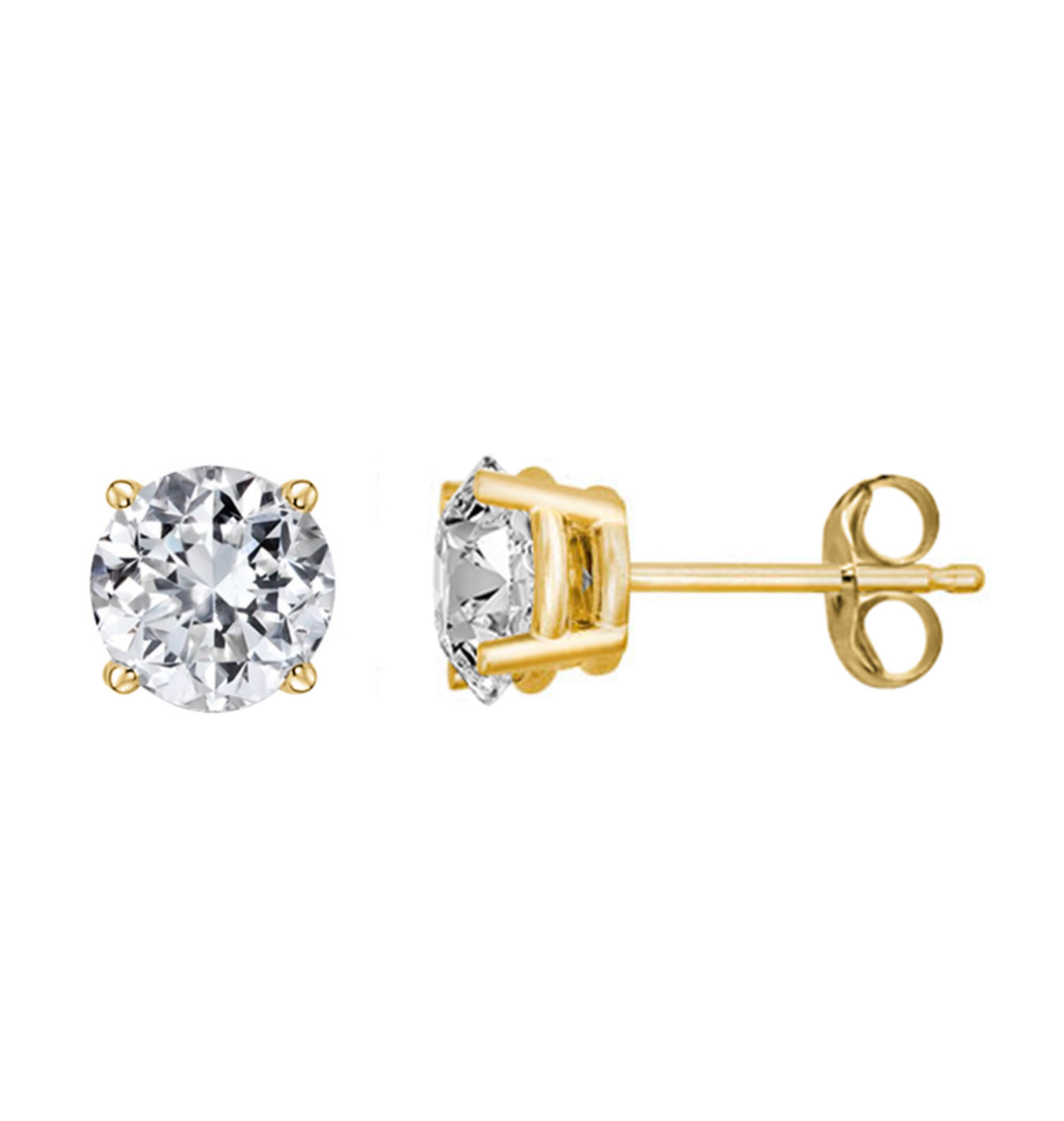 14K GOLD - LAB DIAMOND PUSH-BACK STUD EARRINGS.