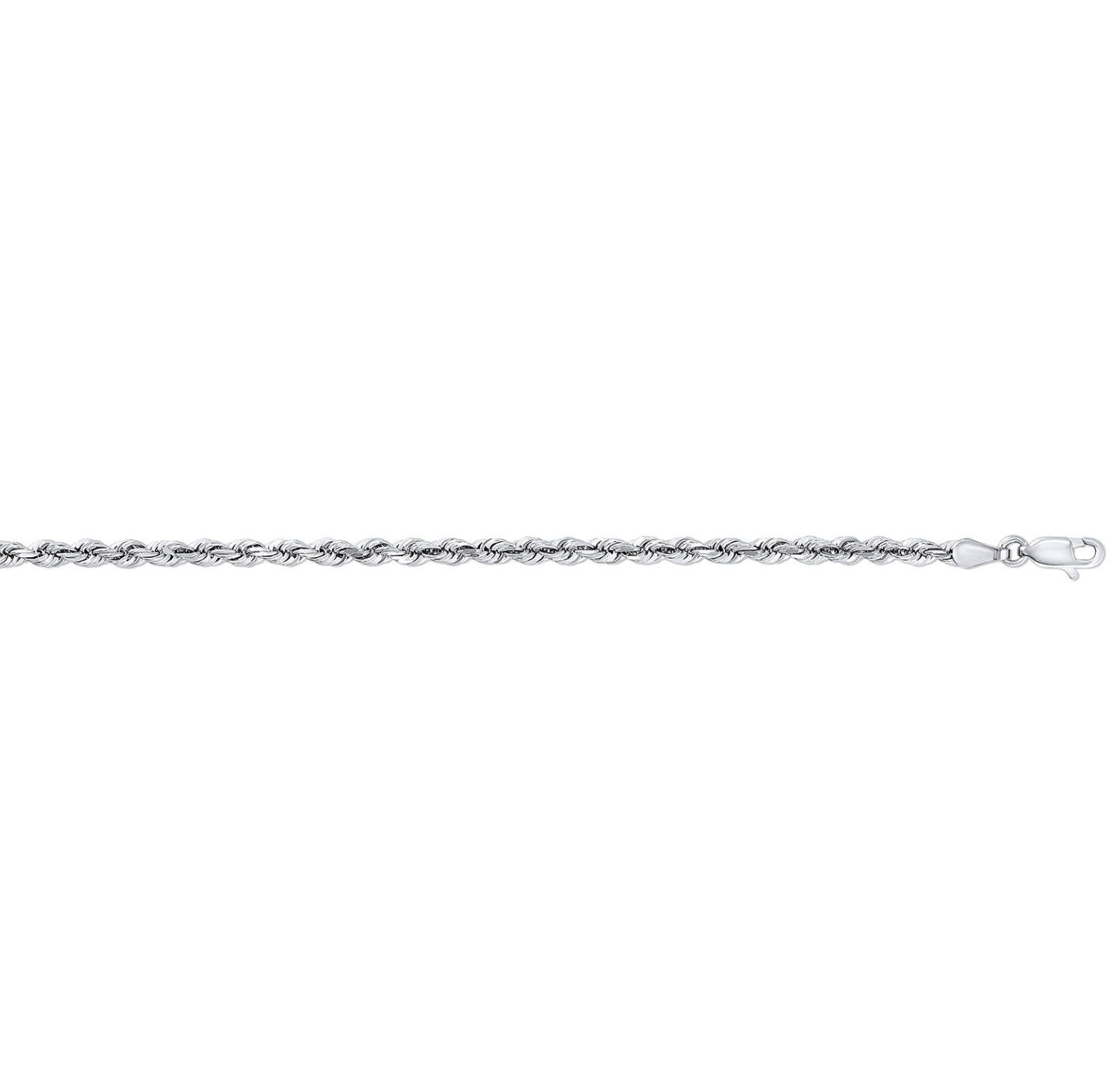 10K WHITE GOLD - DIAMOND CUT ROPE CHAIN 3MM.